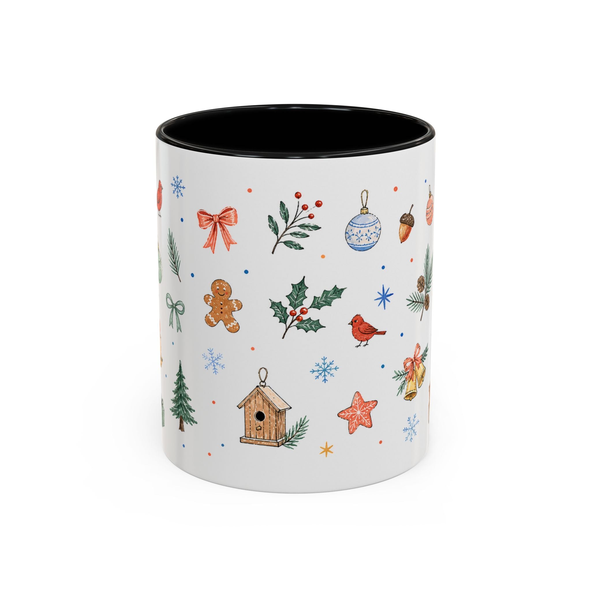 Woodland Christmas Mug | Deer Bird Watercolor Holiday Gift | Accent Cup 11oz 15oz