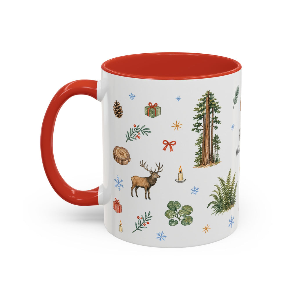Redwood National Park Christmas Mug | Watercolor Travel Souvenir | Holiday Gift | Accent Ceramic Coffee Cup 11oz 15oz