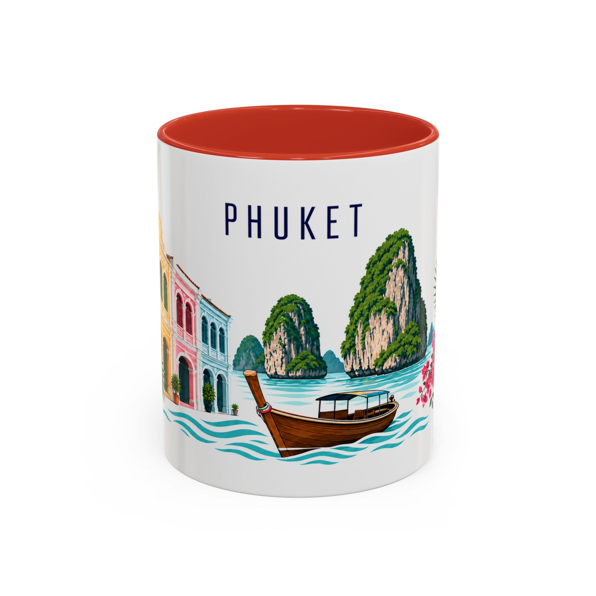 Phuket Coffee Mug | Thailand Travel Souvenir | Porcelain Decal City Gift | 11oz 15oz Accent Mug