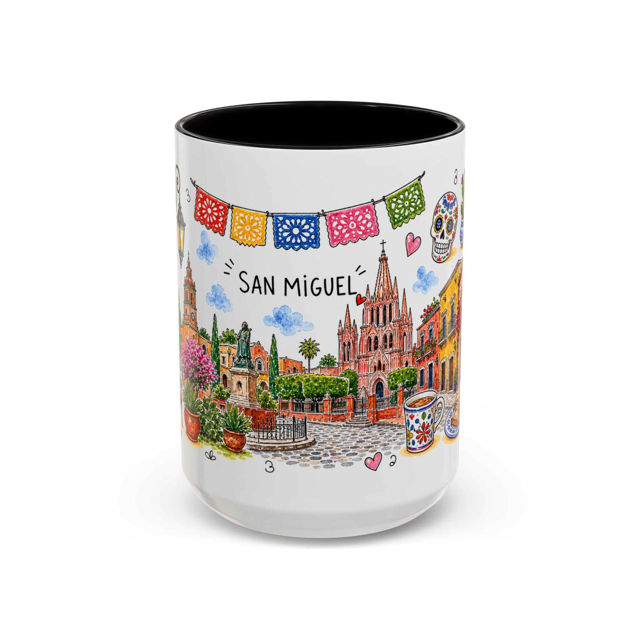 San Miguel de Allende Illustrated Travel Mug | City Souvenir Accent Coffee Mug | 11oz 15oz Ceramic Cup