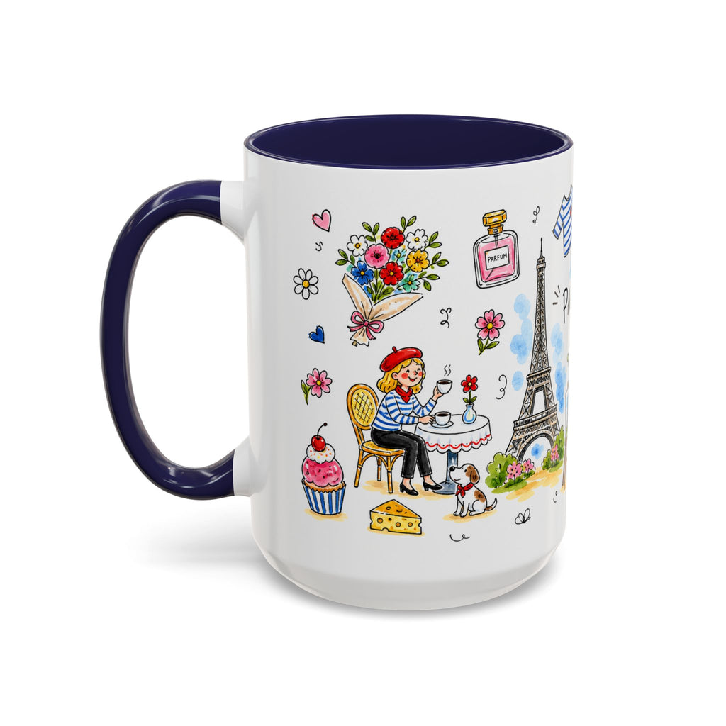 Paris Travel Mug | European City Souvenir Accent Coffee Mug | 11oz 15oz Ceramic Cup