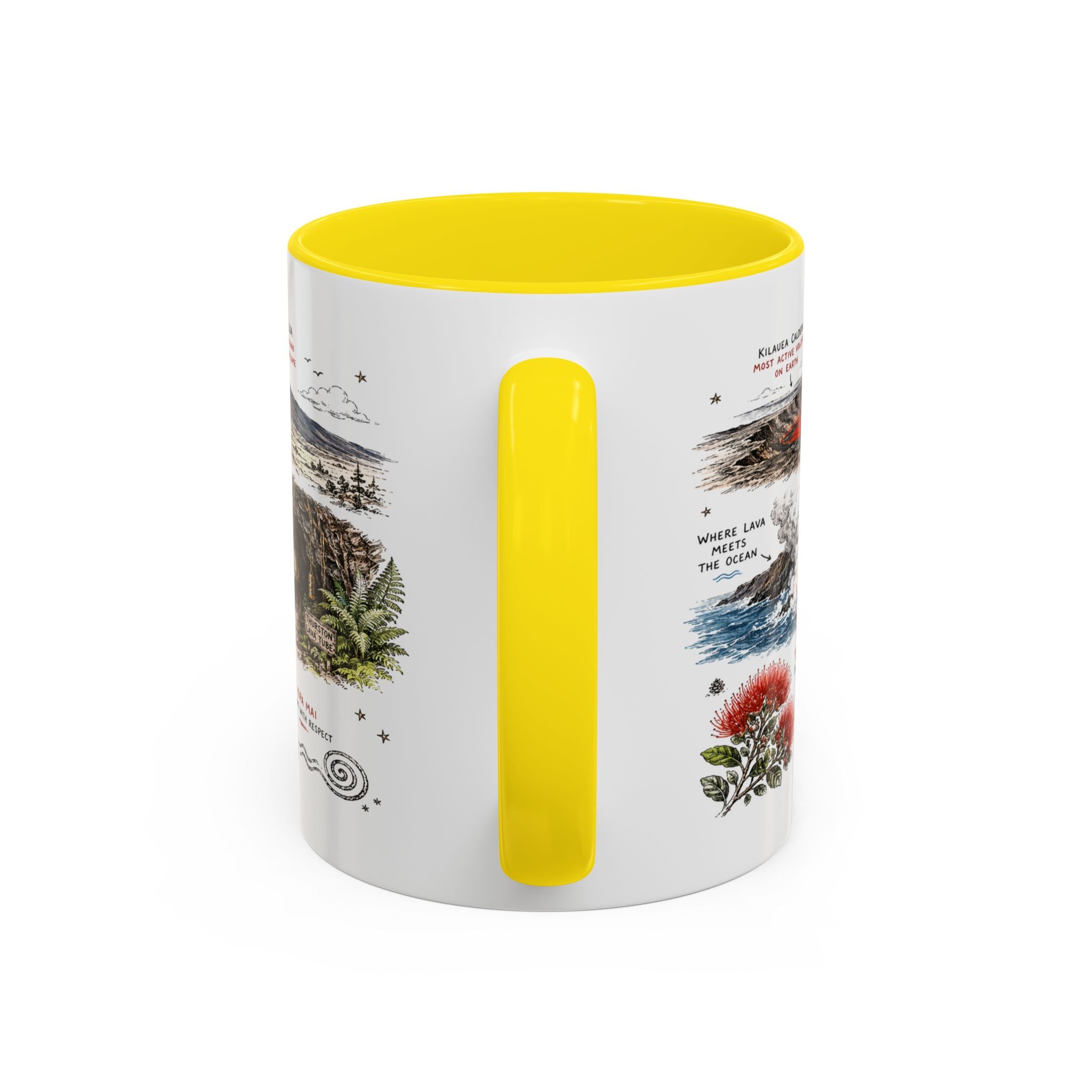 Hawaii Volcanoes National Park Coffee Mug | Hawaii Big Island Lava Volcano Gift | Accent Color Ceramic 11oz 15oz