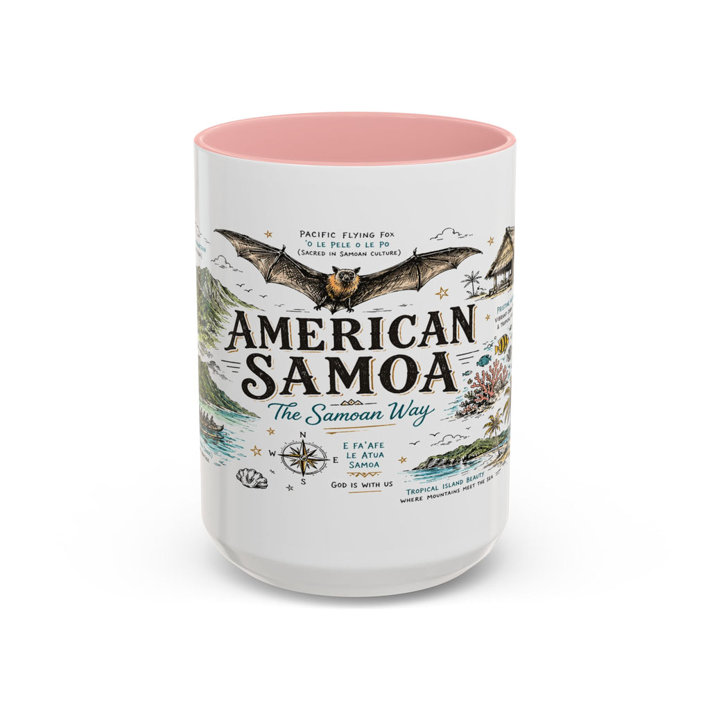 American Samoa National Park Coffee Mug | Pacific Island Rainforest Reef Gift | Accent Color Ceramic 11oz 15oz