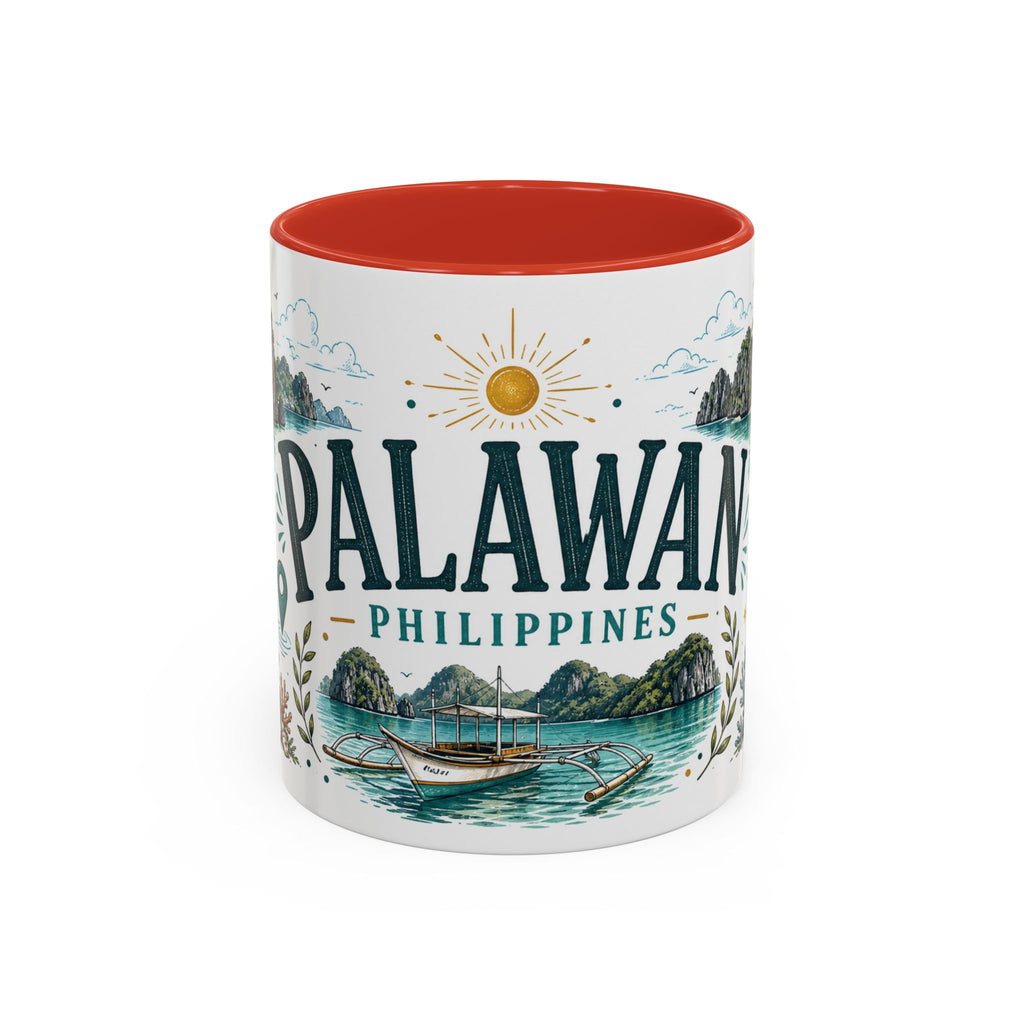 Palawan Coffee Mug | Travel Destination Souvenir Gift | Accent Color Ceramic 11oz 15oz