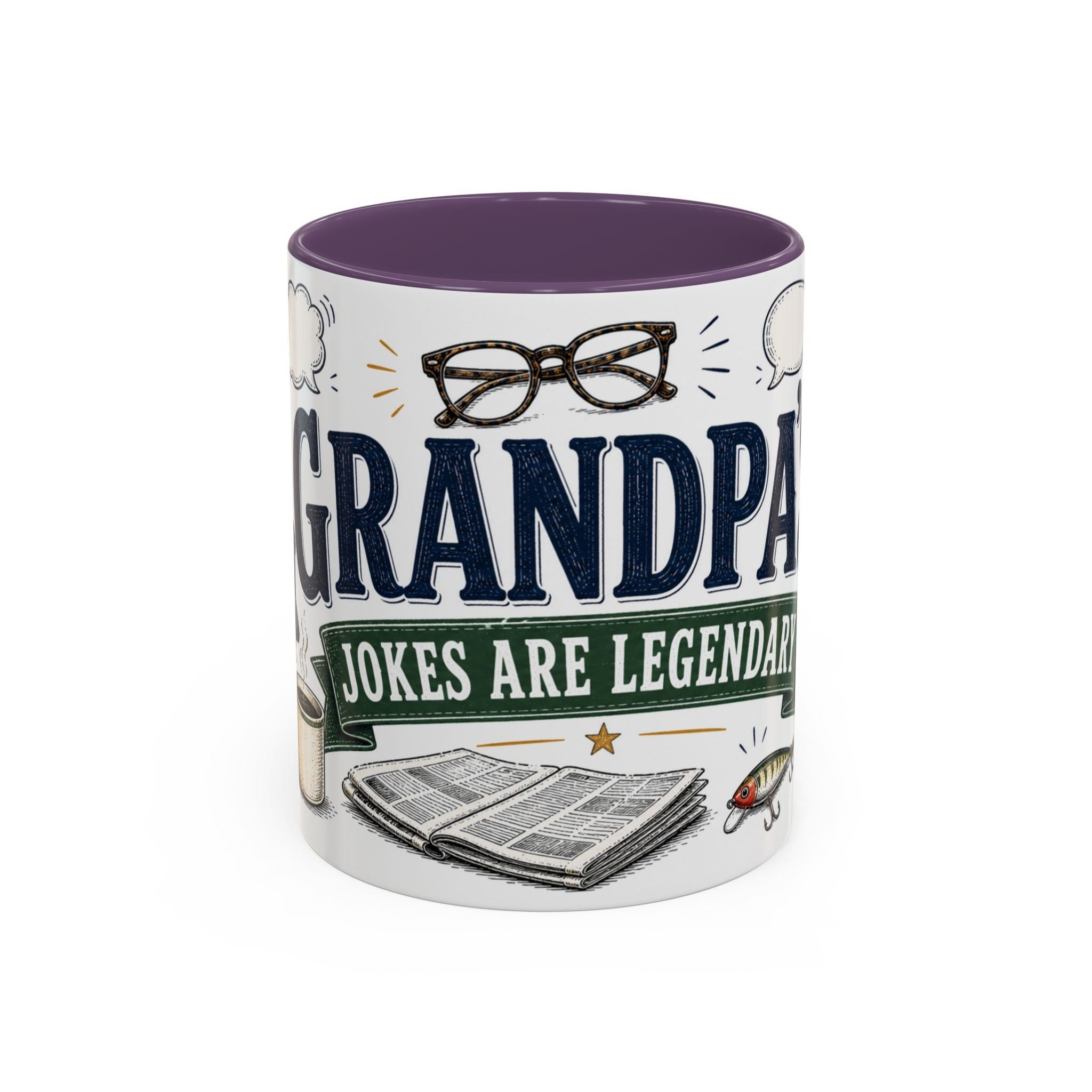 Grandpa's Jokes Are Legendary Coffee Mug | Funny Gift From Grandkids | Accent Ceramic 11oz 15oz