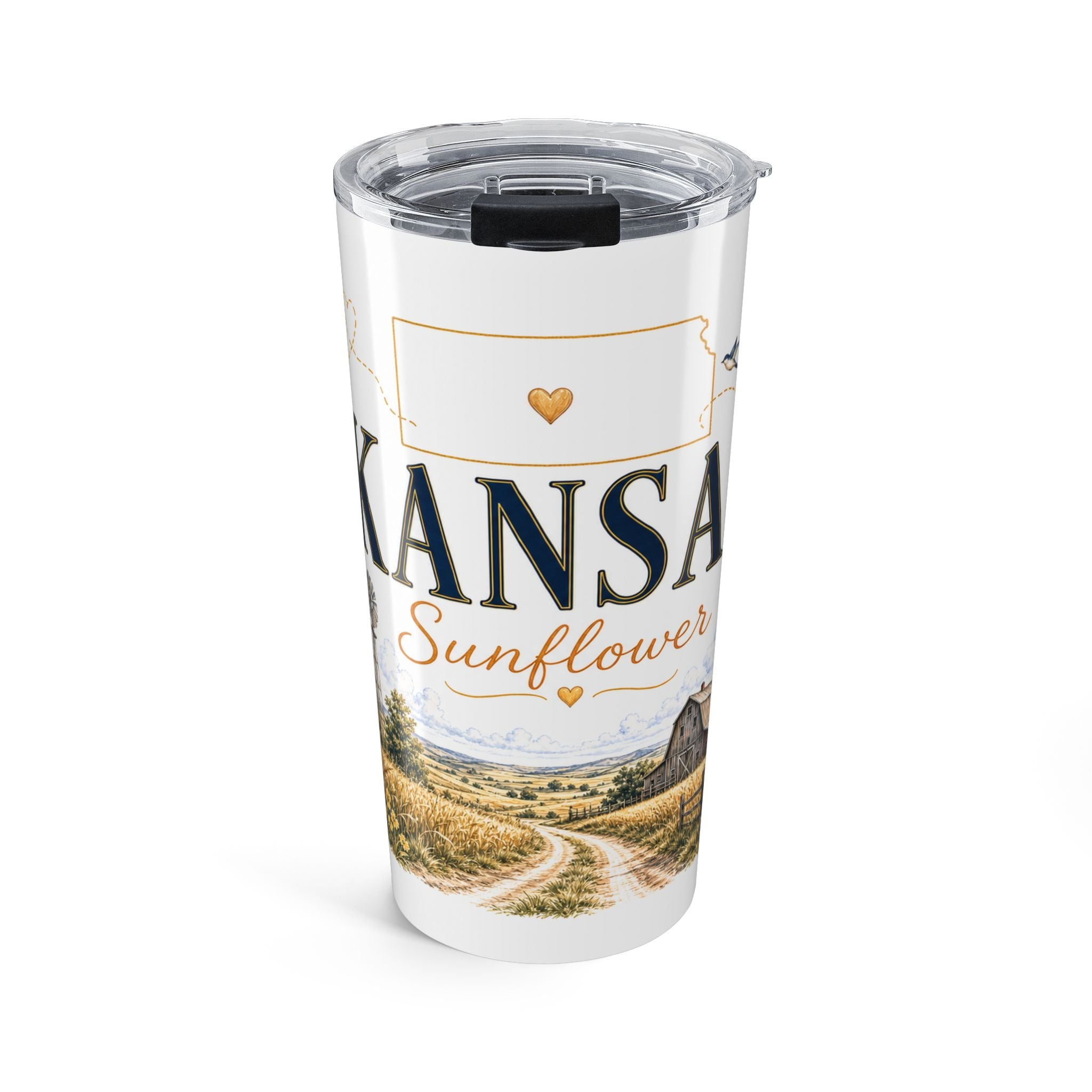 Kansas State Flower 20oz Tumbler | Sunflower Botanical State Flower Gift | Insulated Stainless Steel Travel Cup
