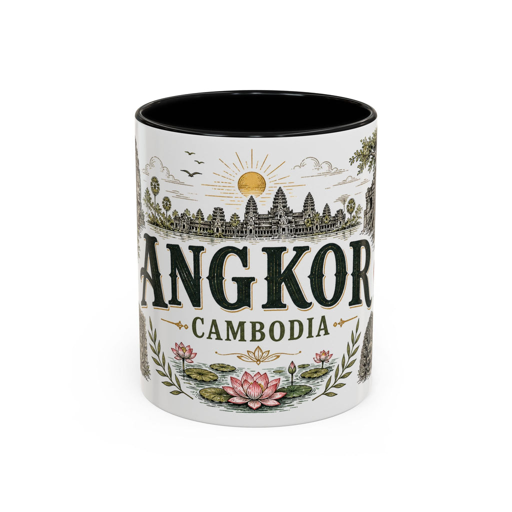 Angkor Coffee Mug | Travel Destination Souvenir Gift | Accent Color Ceramic 11oz 15oz