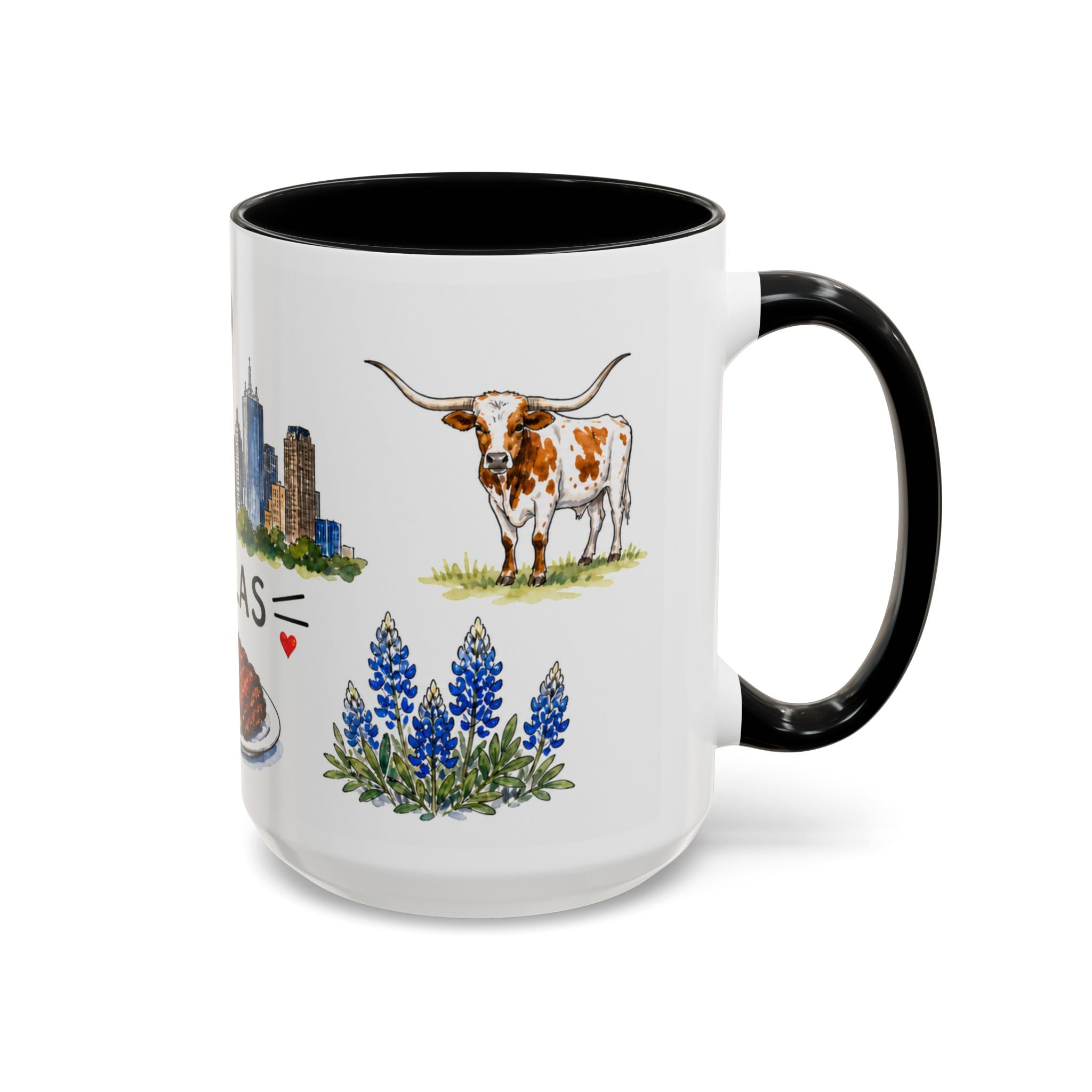Dallas Illustrated Travel Mug | City Souvenir Accent Coffee Mug | 11oz 15oz Ceramic Cup