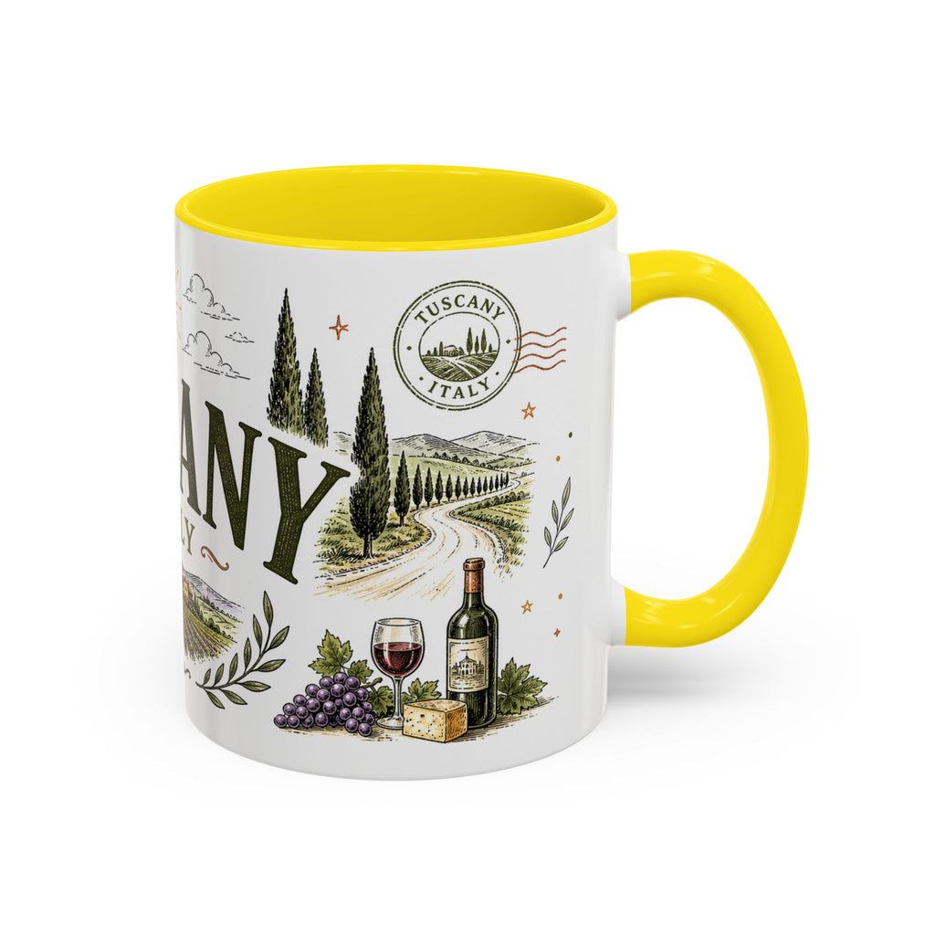 Tuscany Coffee Mug | Travel Destination Souvenir Gift | Accent Color Ceramic 11oz 15oz