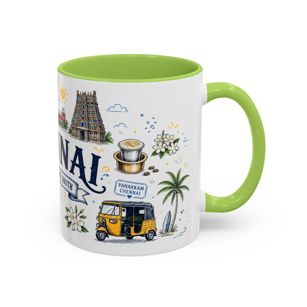 Chennai Coffee Mug | India Souvenir Travel Gift | Accent Color Ceramic 11oz 15oz