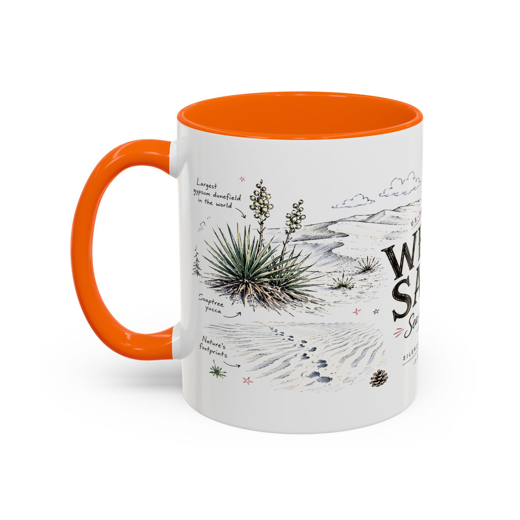 White Sands National Park Coffee Mug | New Mexico Desert Sand Dunes Gift | Accent Color Ceramic 11oz 15oz