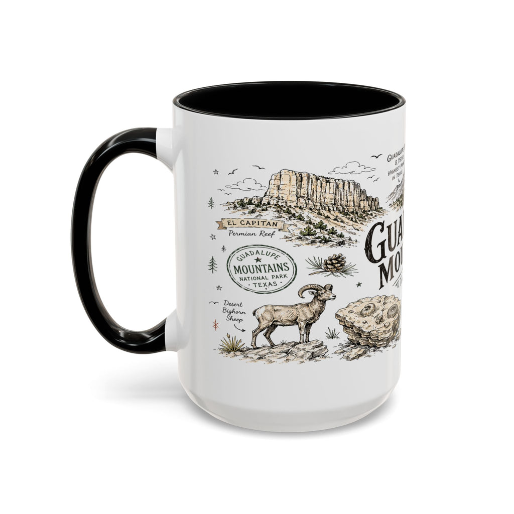 Guadalupe Mountains National Park Coffee Mug | Texas Desert Peaks Hiking Gift | Accent Color Ceramic 11oz 15oz