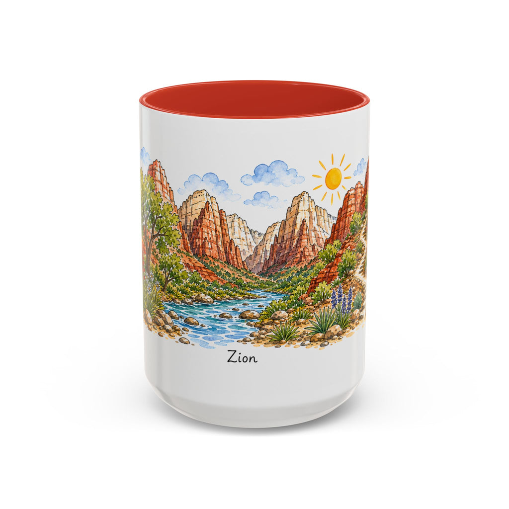 Zion National Park Mug | US Travel Souvenir Accent Coffee Mug | 11oz 15oz Ceramic Cup