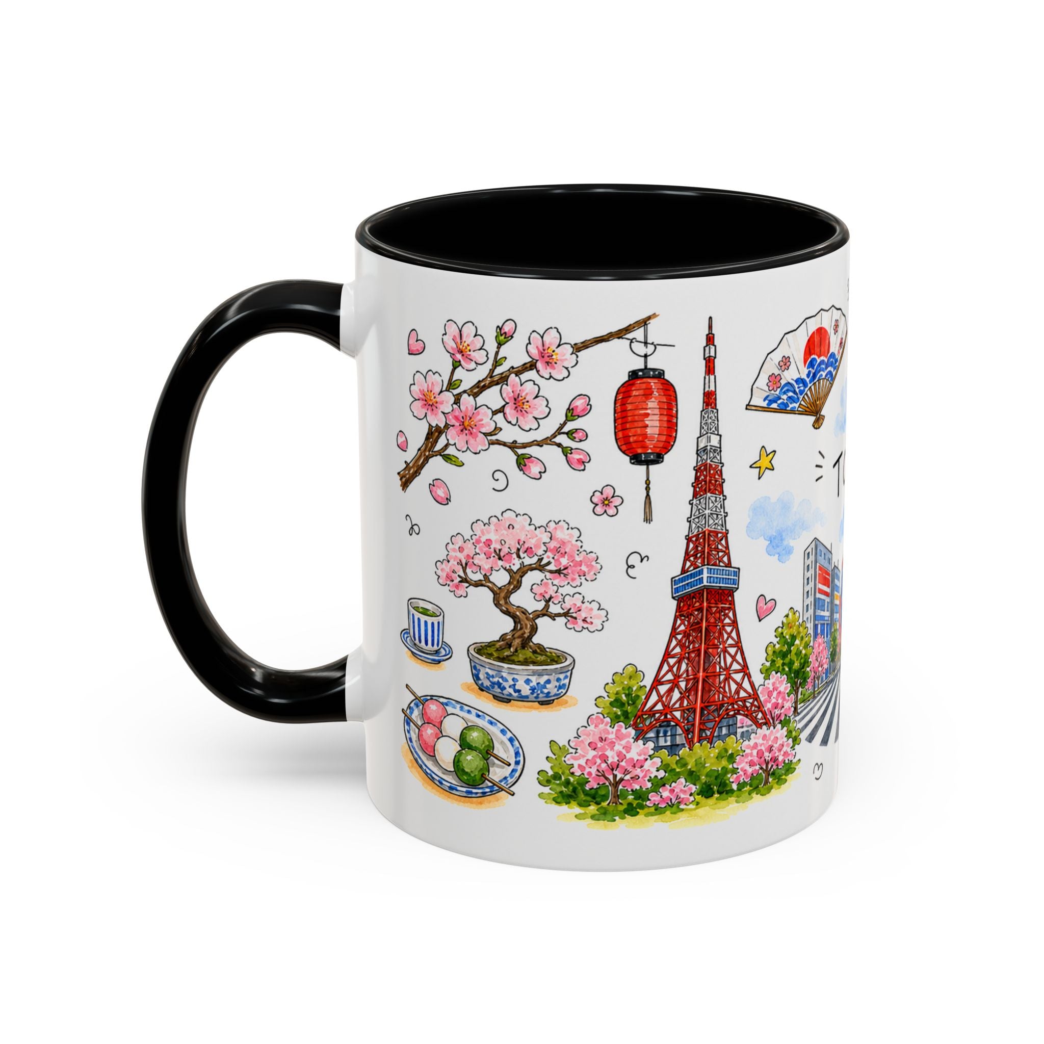 Tokyo Illustrated Travel Mug | City Souvenir Accent Coffee Mug | 11oz 15oz Ceramic Cup