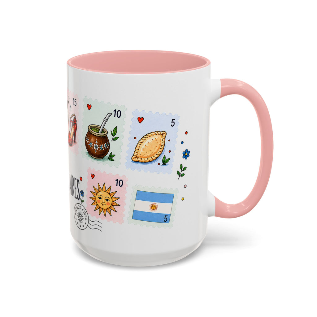 Buenos Aires Coffee Mug | Postage Stamp Collage Mug | Travel Souvenir Accent Cup 11oz 15oz