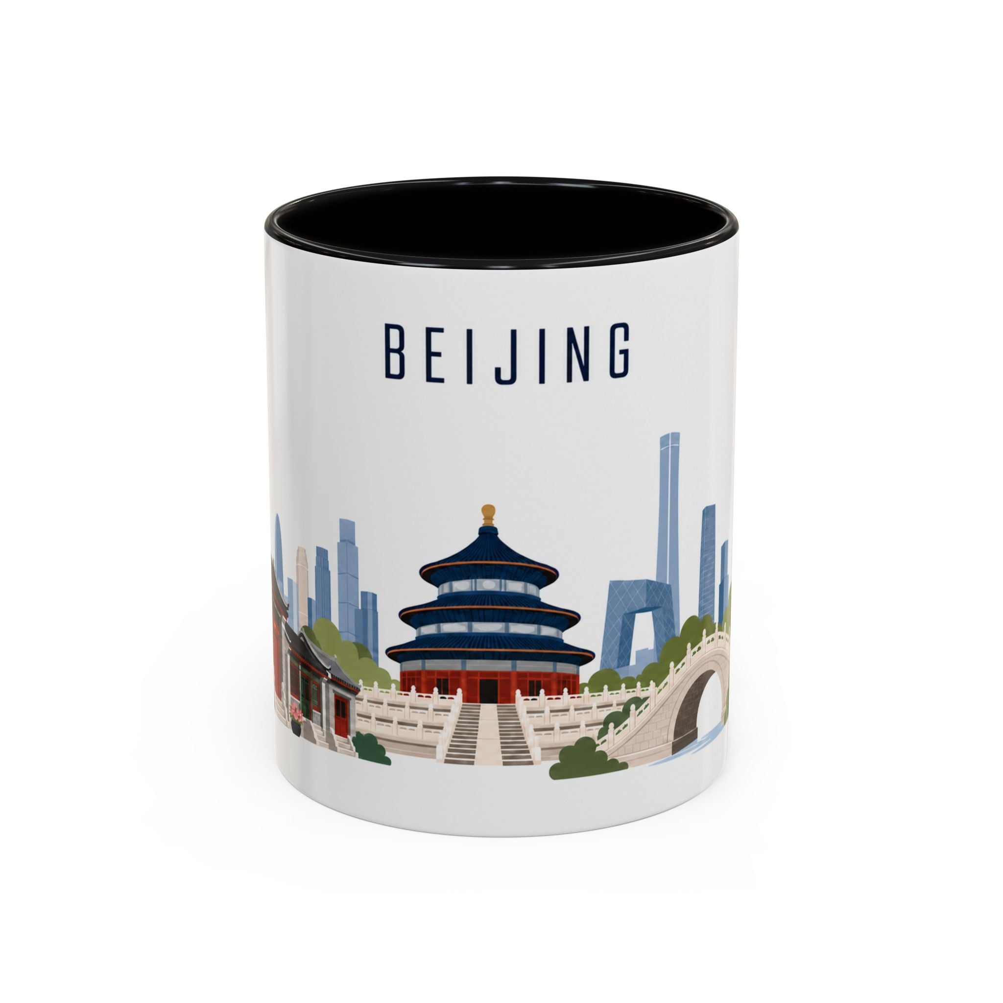 Beijing Coffee Mug | China Travel Souvenir | Porcelain Decal City Gift | 11oz 15oz Accent Mug