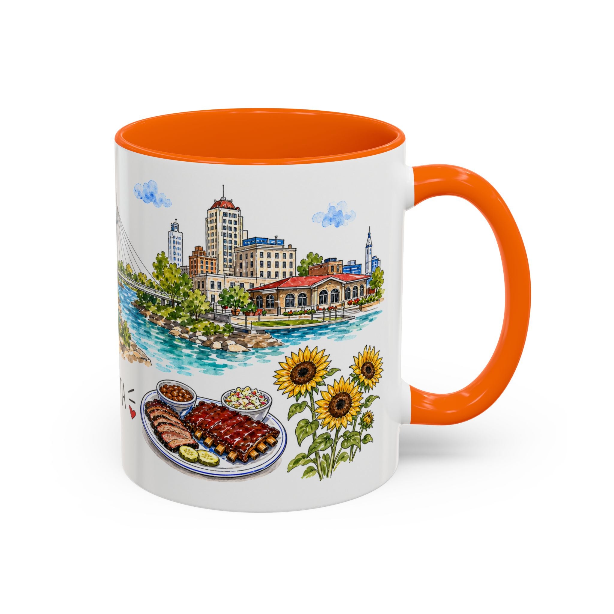 Wichita Illustrated Travel Mug | City Souvenir Accent Coffee Mug | 11oz 15oz Ceramic Cup