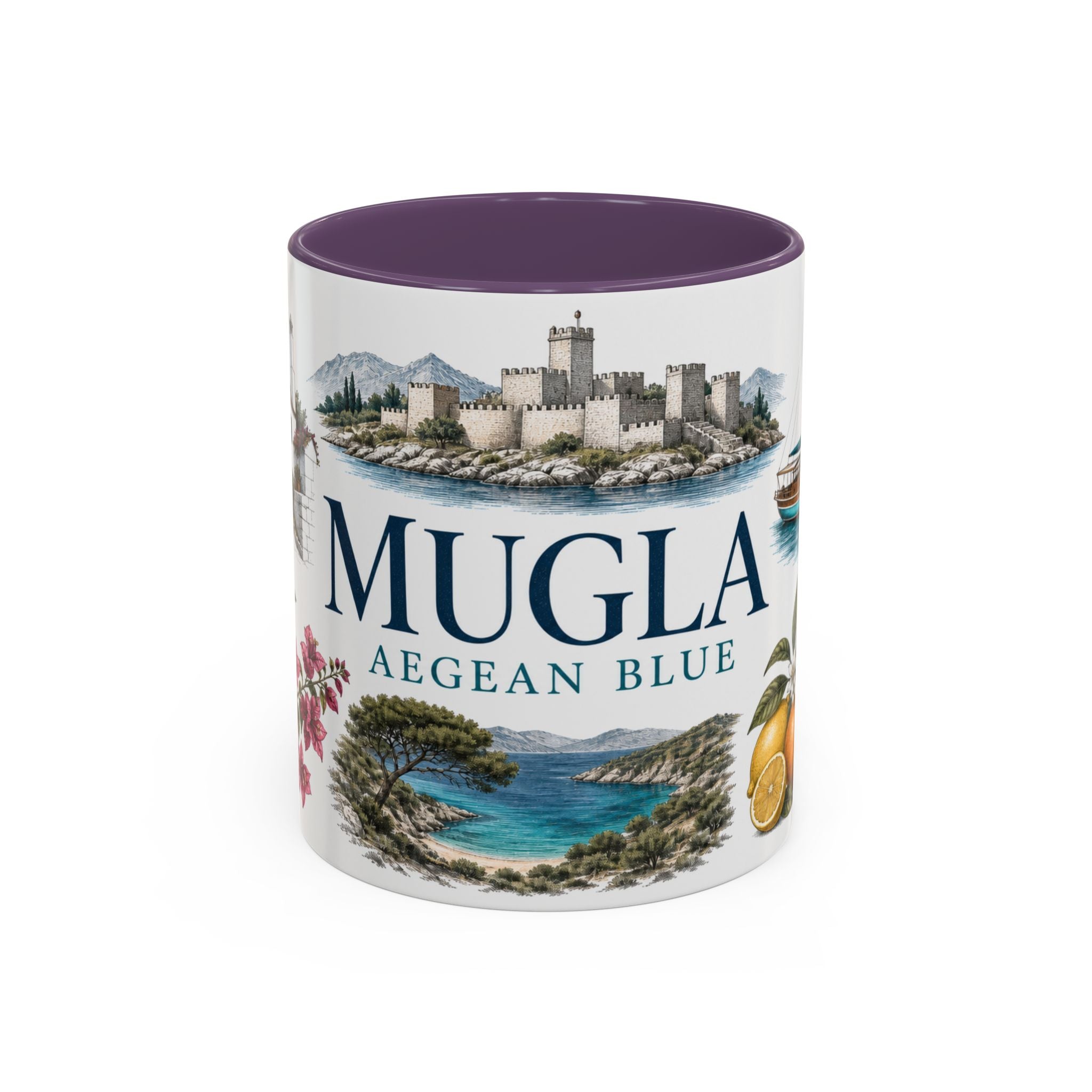 Mugla Coffee Mug | Turkey Travel Souvenir | Vintage Illustrated City Gift | 11 oz 15 oz Accent Mug