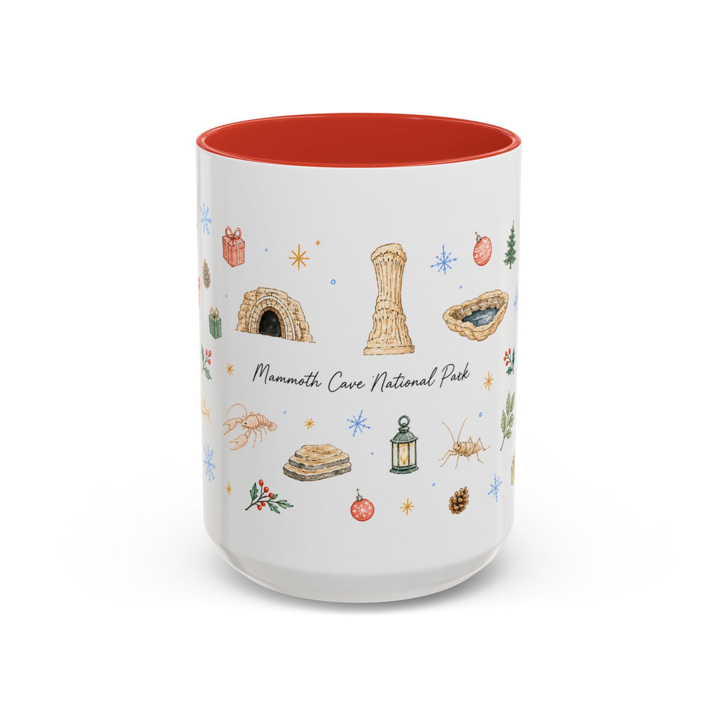 Mammoth Cave National Park Christmas Mug | Watercolor Travel Souvenir | Holiday Gift | Accent Ceramic Coffee Cup 11oz 15oz