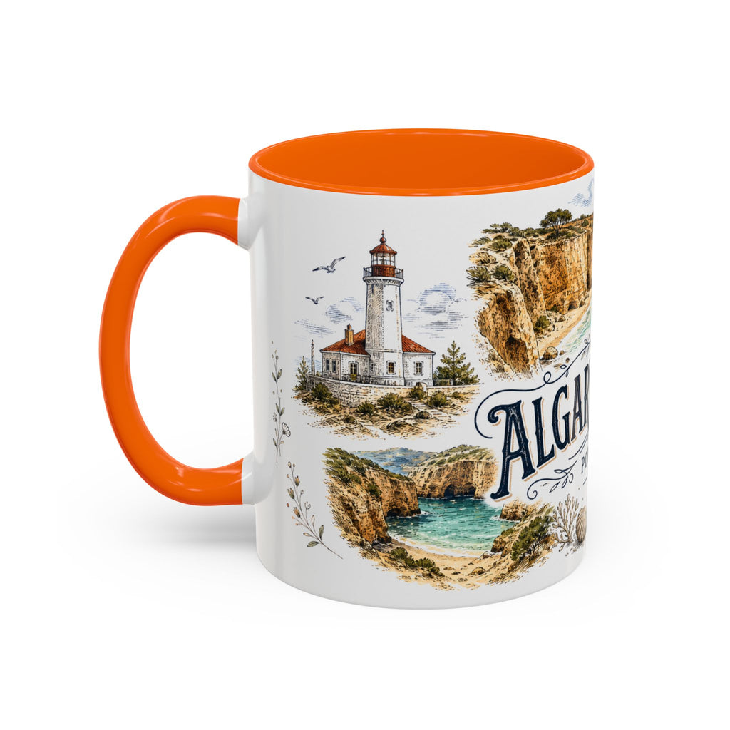 Algarve Coast Mug, Portugal Travel Souvenir, Bucket List Gift, Accent Ceramic Coffee Mug 11oz 15oz