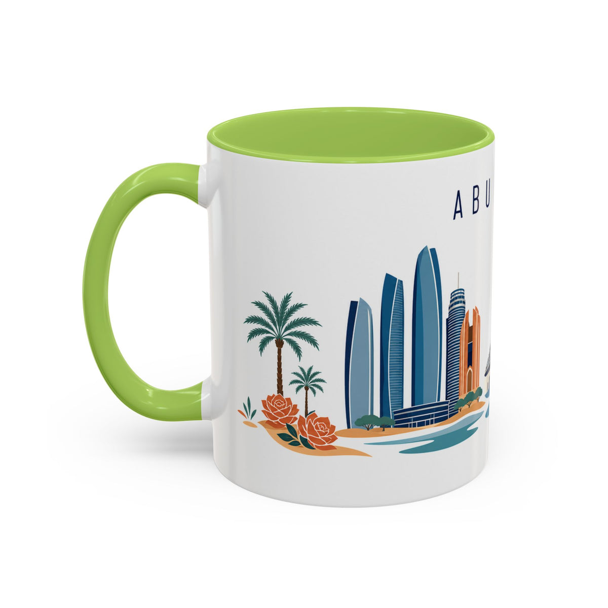 Abu Dhabi Coffee Mug | United Arab Emirates Travel Souvenir | Porcelain Decal City Gift | 11oz 15oz Accent Mug