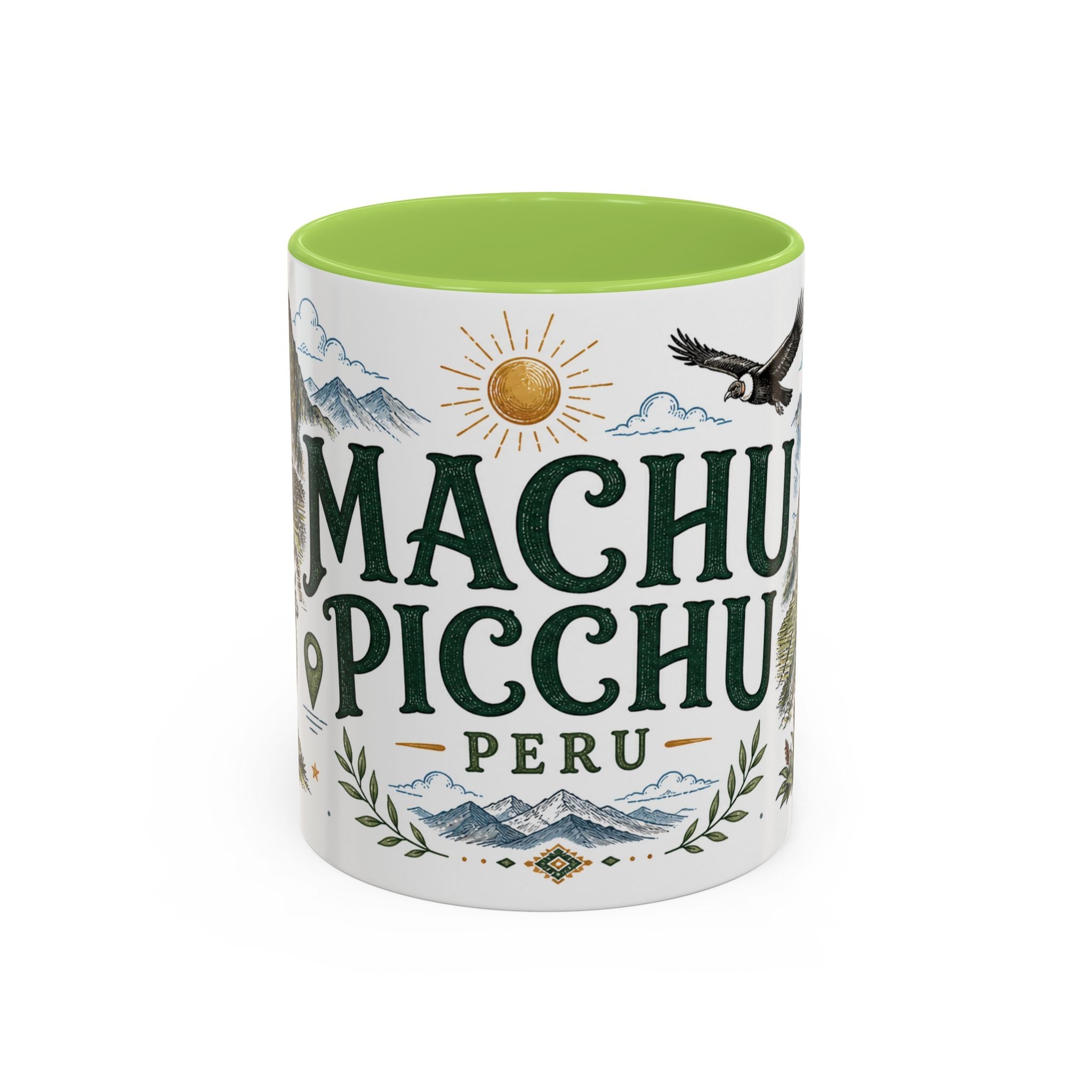 Machu Picchu Coffee Mug | Travel Destination Souvenir Gift | Accent Color Ceramic 11oz 15oz