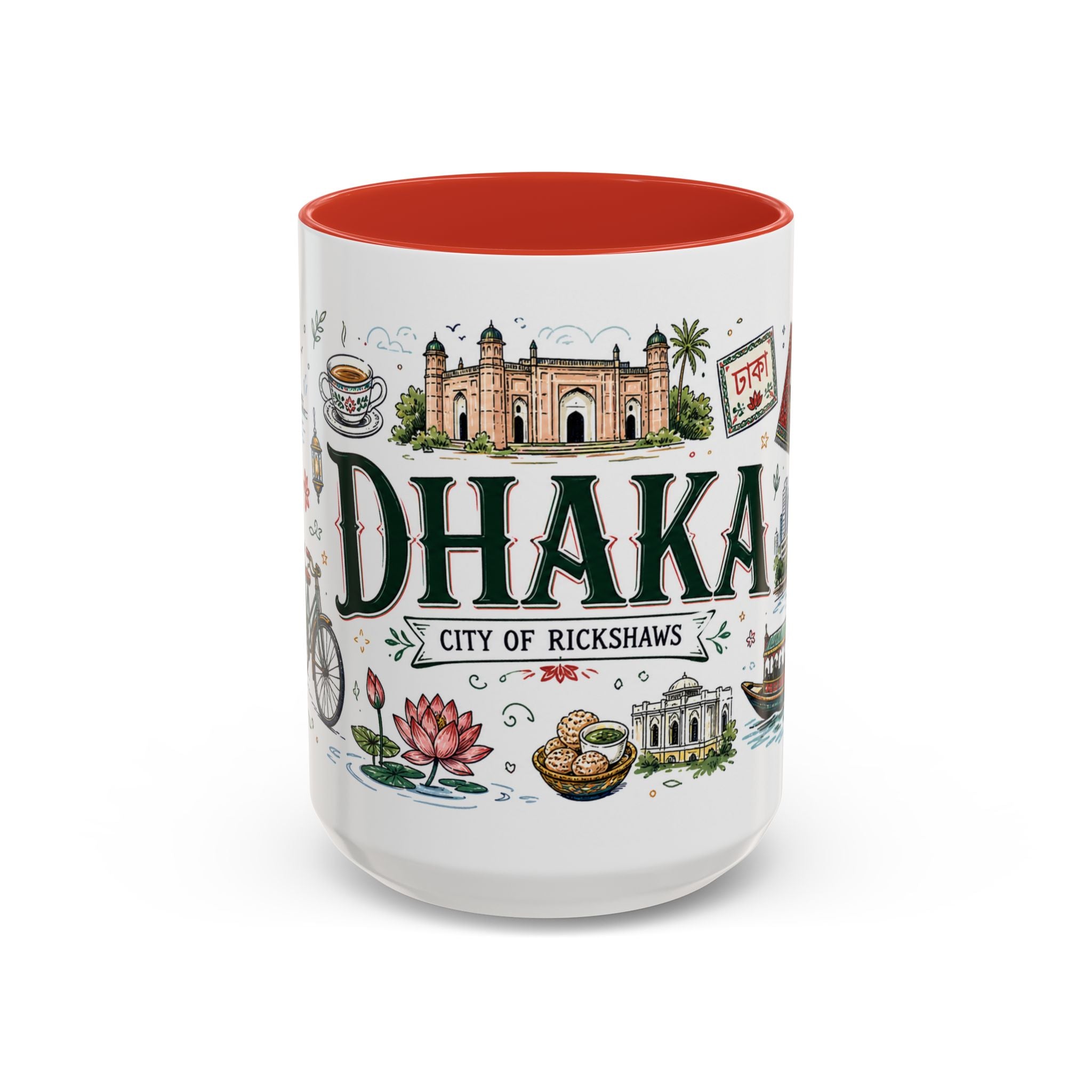 Dhaka Coffee Mug | Bangladesh Souvenir Travel Gift | Accent Color Ceramic 11oz 15oz