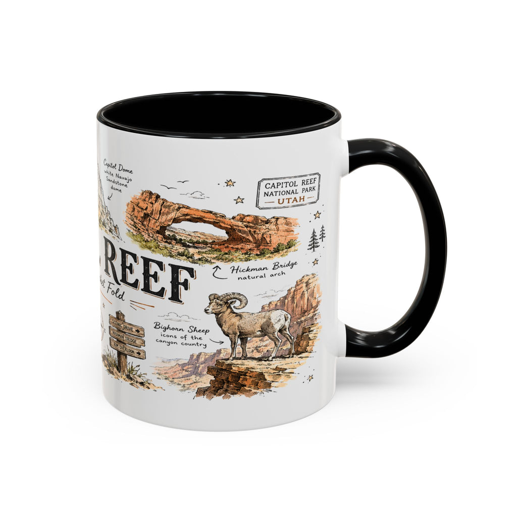 Capitol Reef National Park Coffee Mug | Utah Sandstone Canyon Hiking Gift | Accent Color Ceramic 11oz 15oz