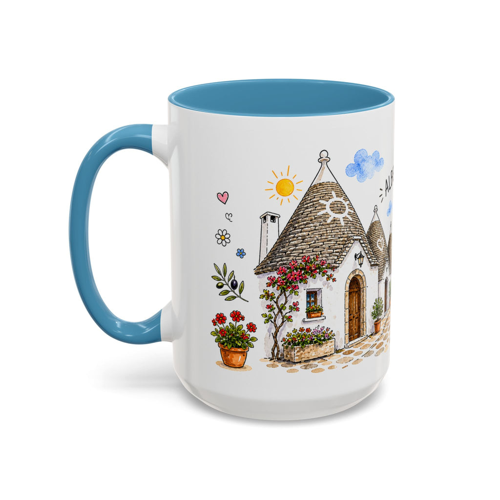 Alberobello Illustrated Travel Mug | Italy Souvenir Accent Coffee Mug | 11oz 15oz Ceramic Cup