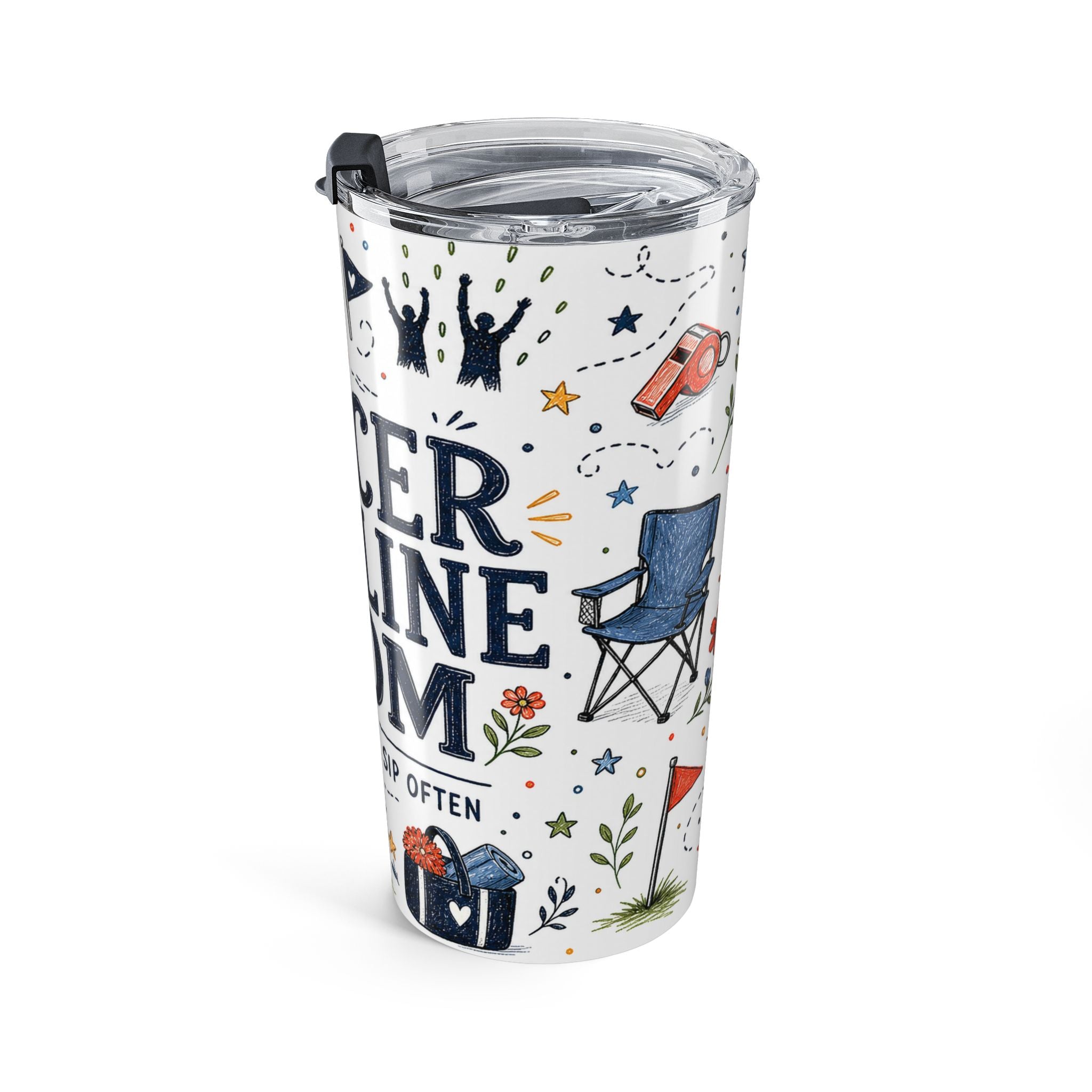Soccer Sideline Mom 20oz Tumbler | Soccer Mom Gift | Insulated Stainless Steel Travel Cup