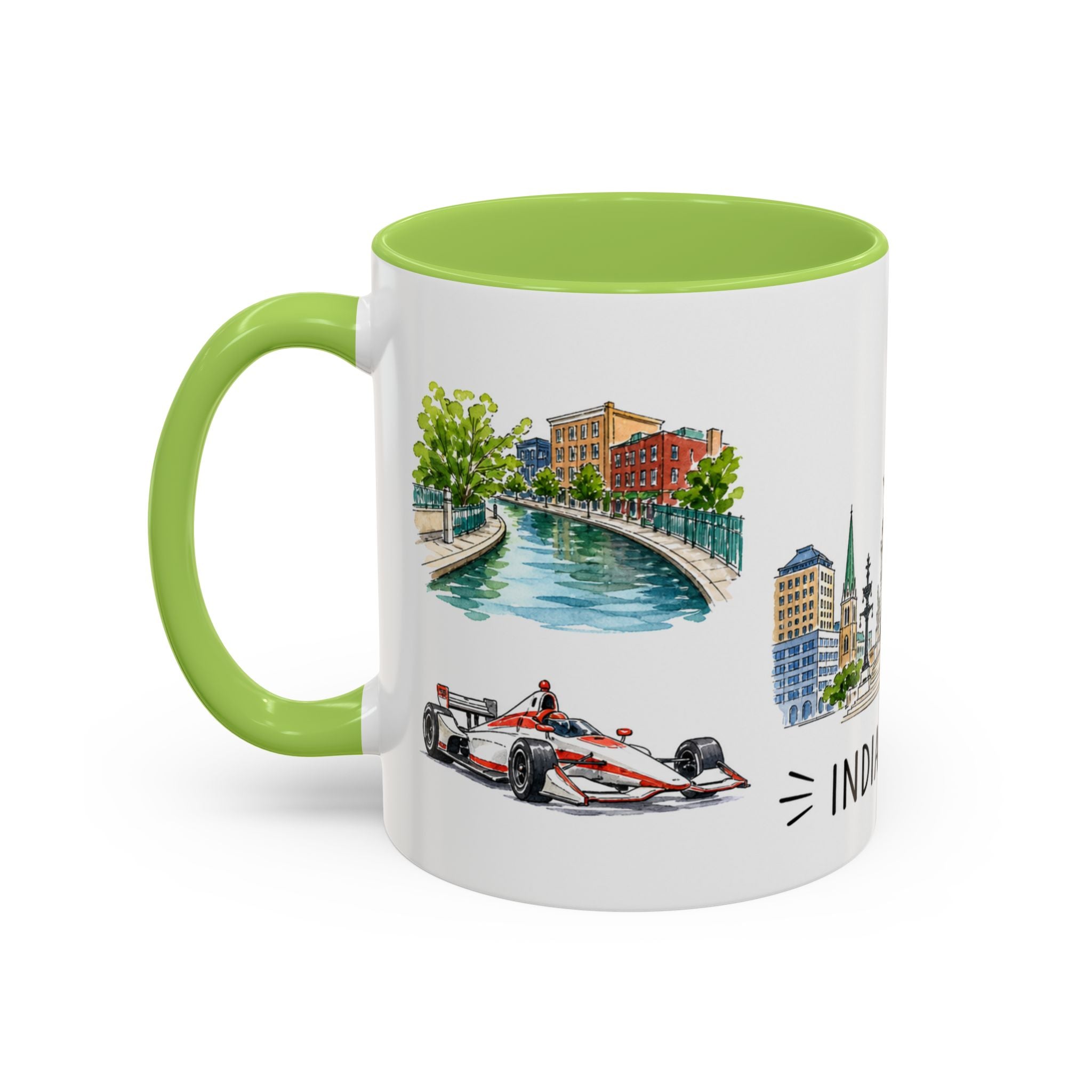 Indianapolis Illustrated Travel Mug | City Souvenir Accent Coffee Mug | 11oz 15oz Ceramic Cup