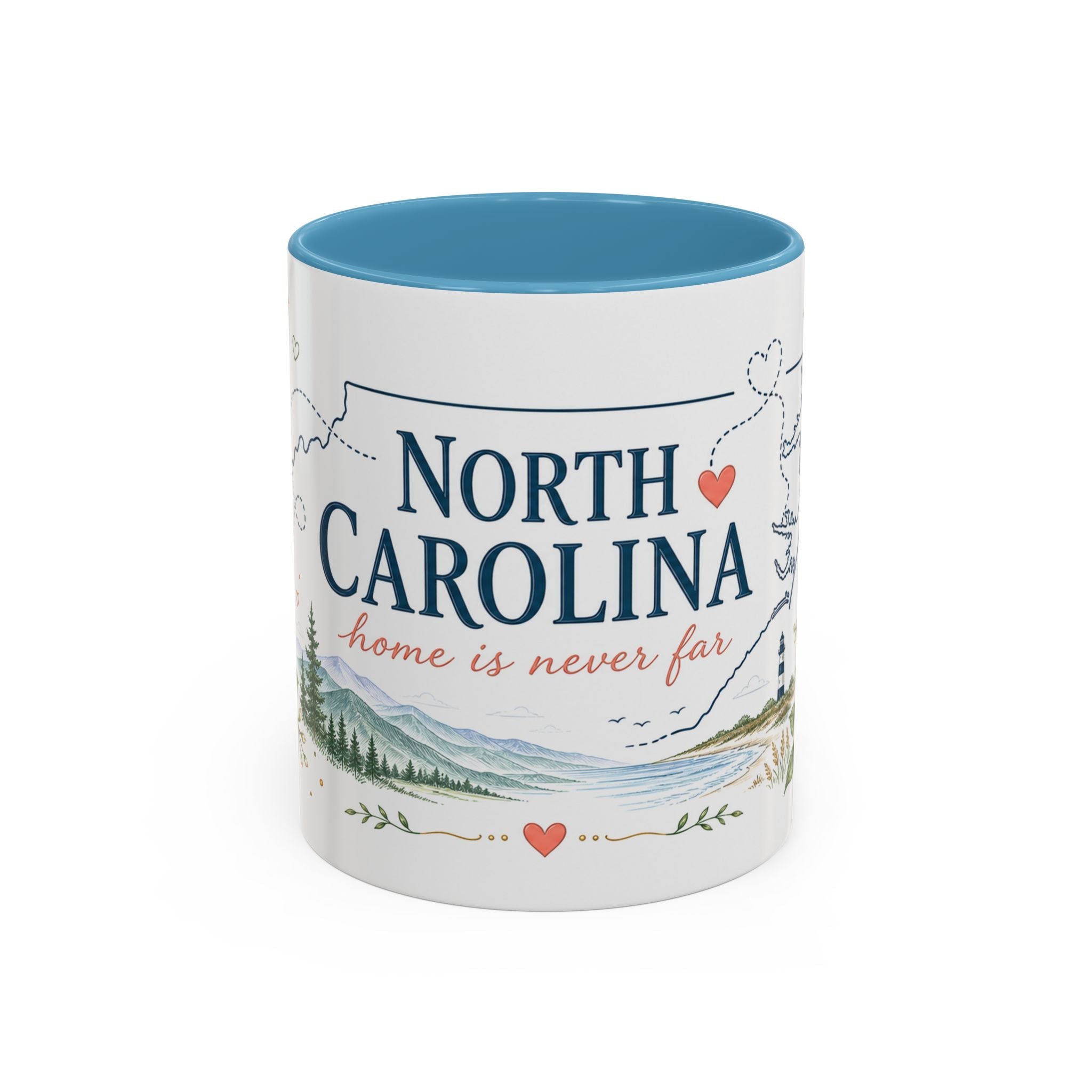 North Carolina State Map Mug | Moving Away, Homesick Gift | Botanical Accent Coffee Cup