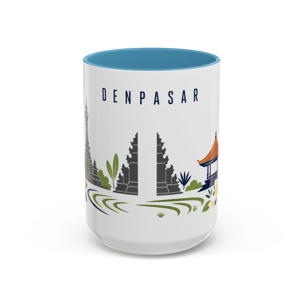 Denpasar Coffee Mug | Indonesia Travel Souvenir | Porcelain Decal City Gift | 11oz 15oz Accent Mug