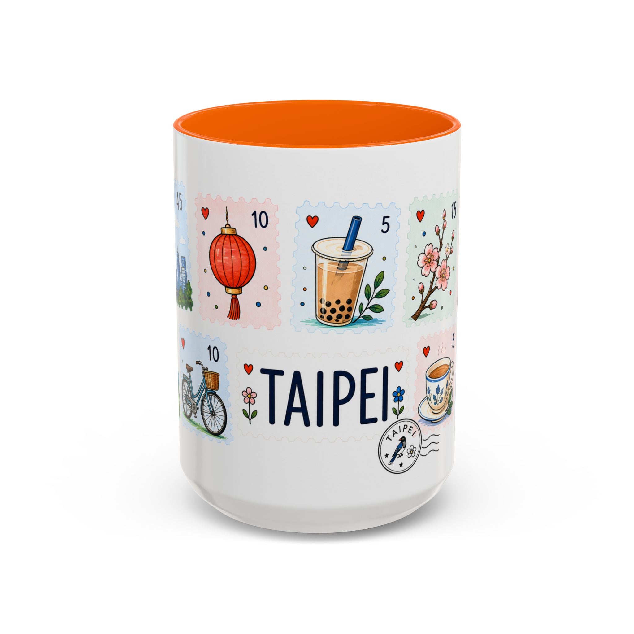 Taipei Coffee Mug | Postage Stamp Collage Mug | Travel Souvenir Accent Cup 11oz 15oz