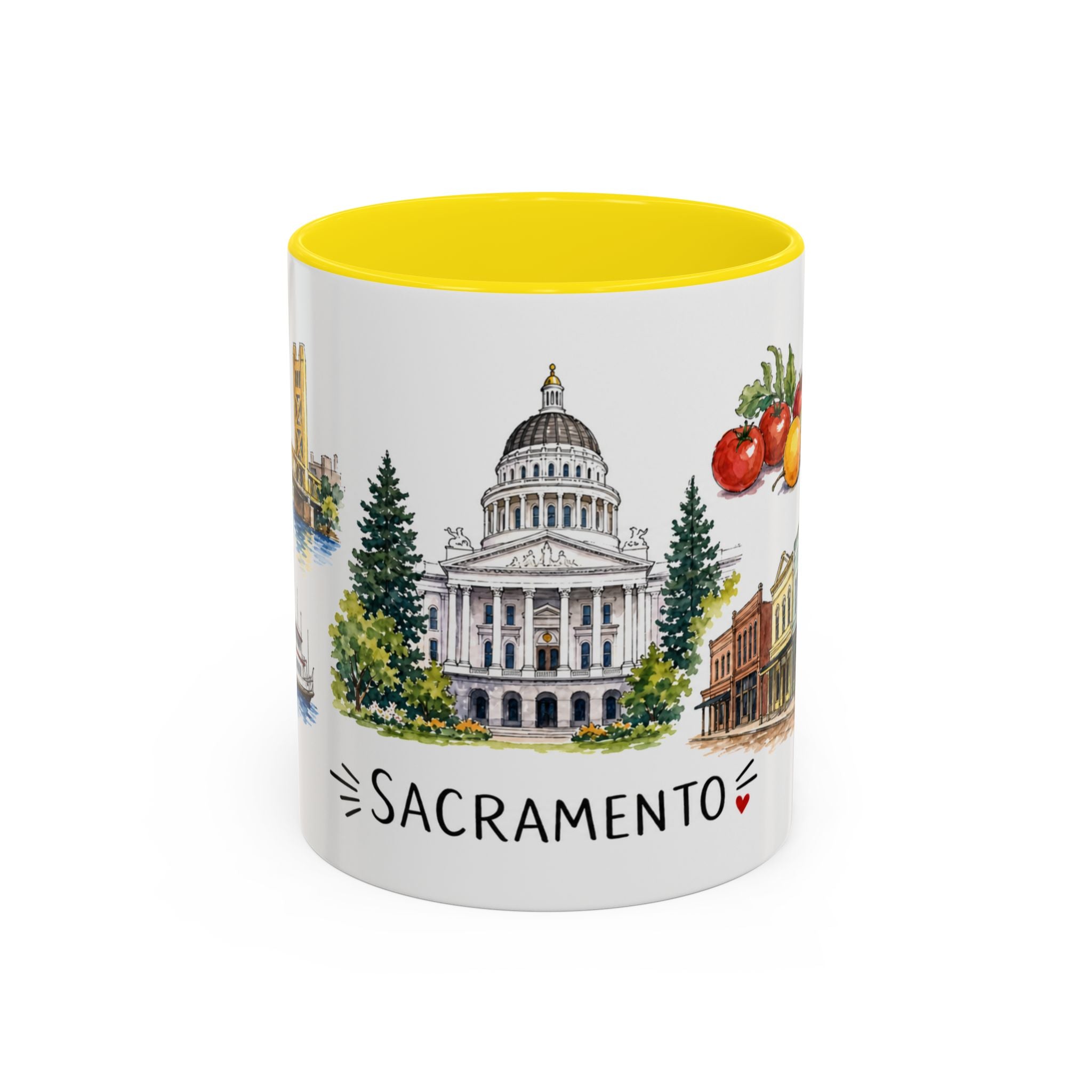 Sacramento Illustrated Travel Mug | City Souvenir Accent Coffee Mug | 11oz 15oz Ceramic Cup