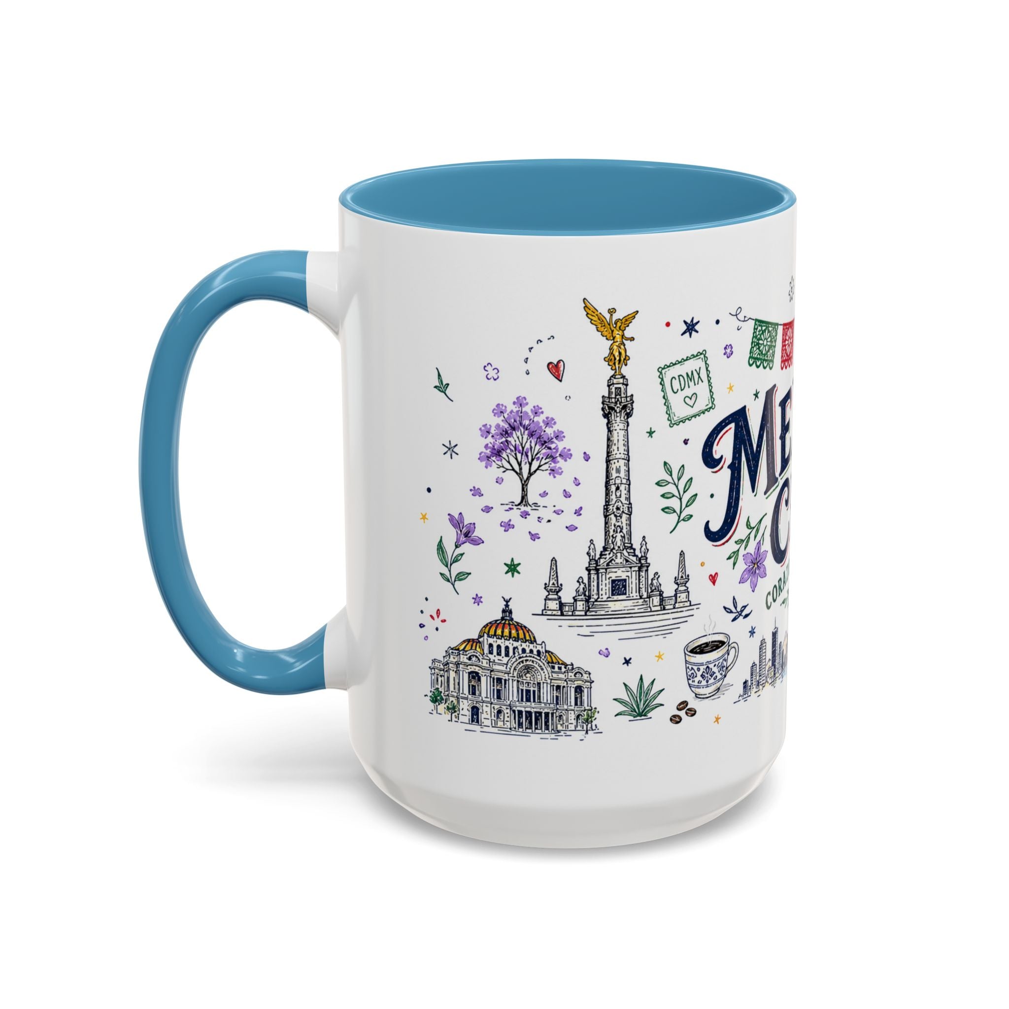 Mexico City Coffee Mug | Mexico Souvenir Travel Gift | Accent Color Ceramic 11oz 15oz
