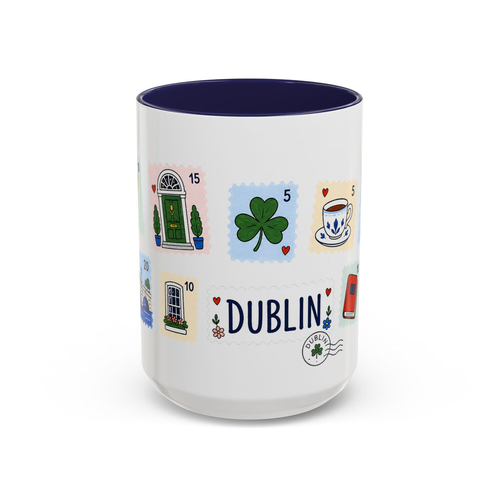 Dublin Coffee Mug | Postage Stamp Collage Mug | Travel Souvenir Accent Cup 11oz 15oz