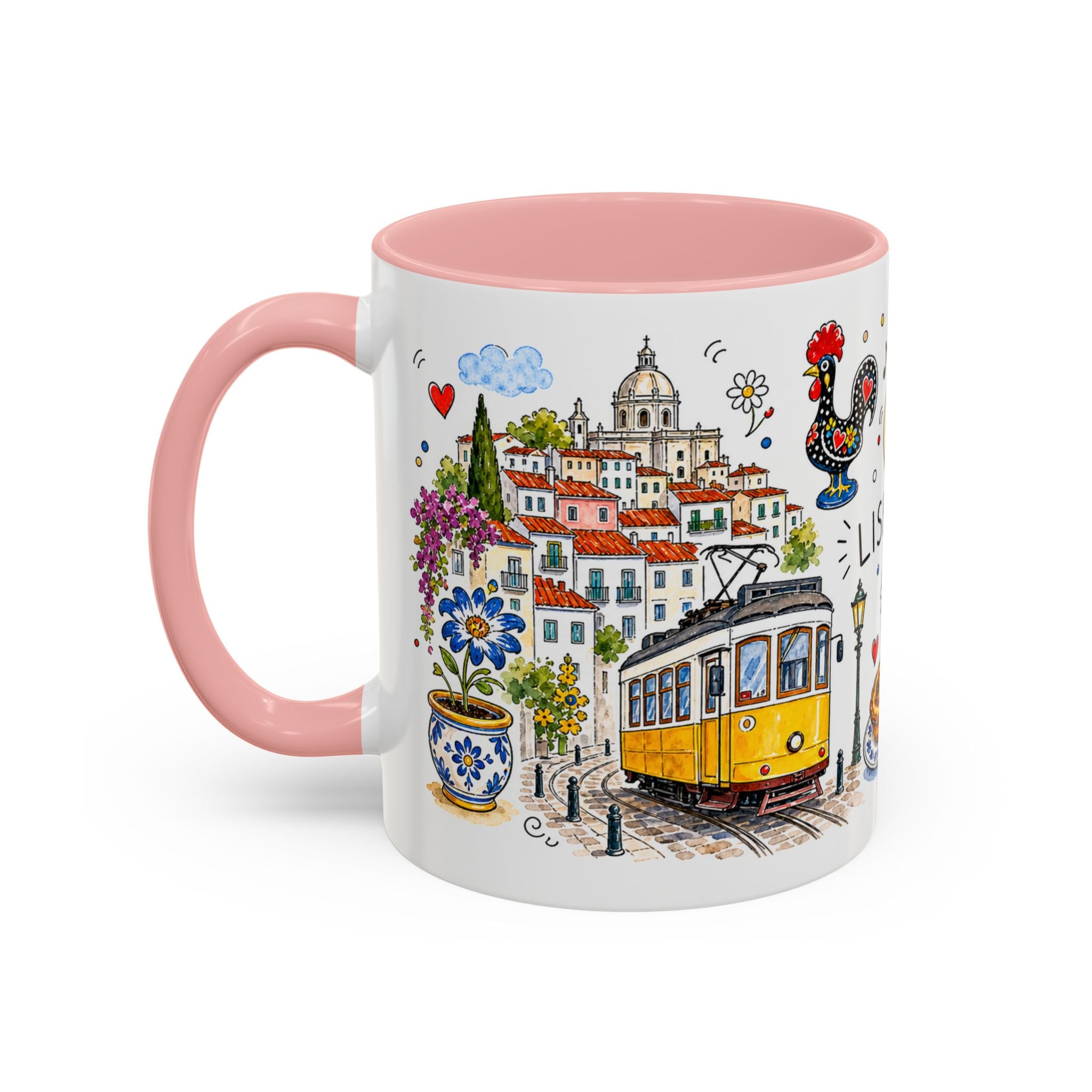 Lisbon Travel Mug | European City Souvenir Accent Coffee Mug | 11oz 15oz Ceramic Cup
