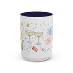 New Year Mug | Midnight Clock Toast Watercolor Celebration Gift | Accent Cup 11oz 15oz