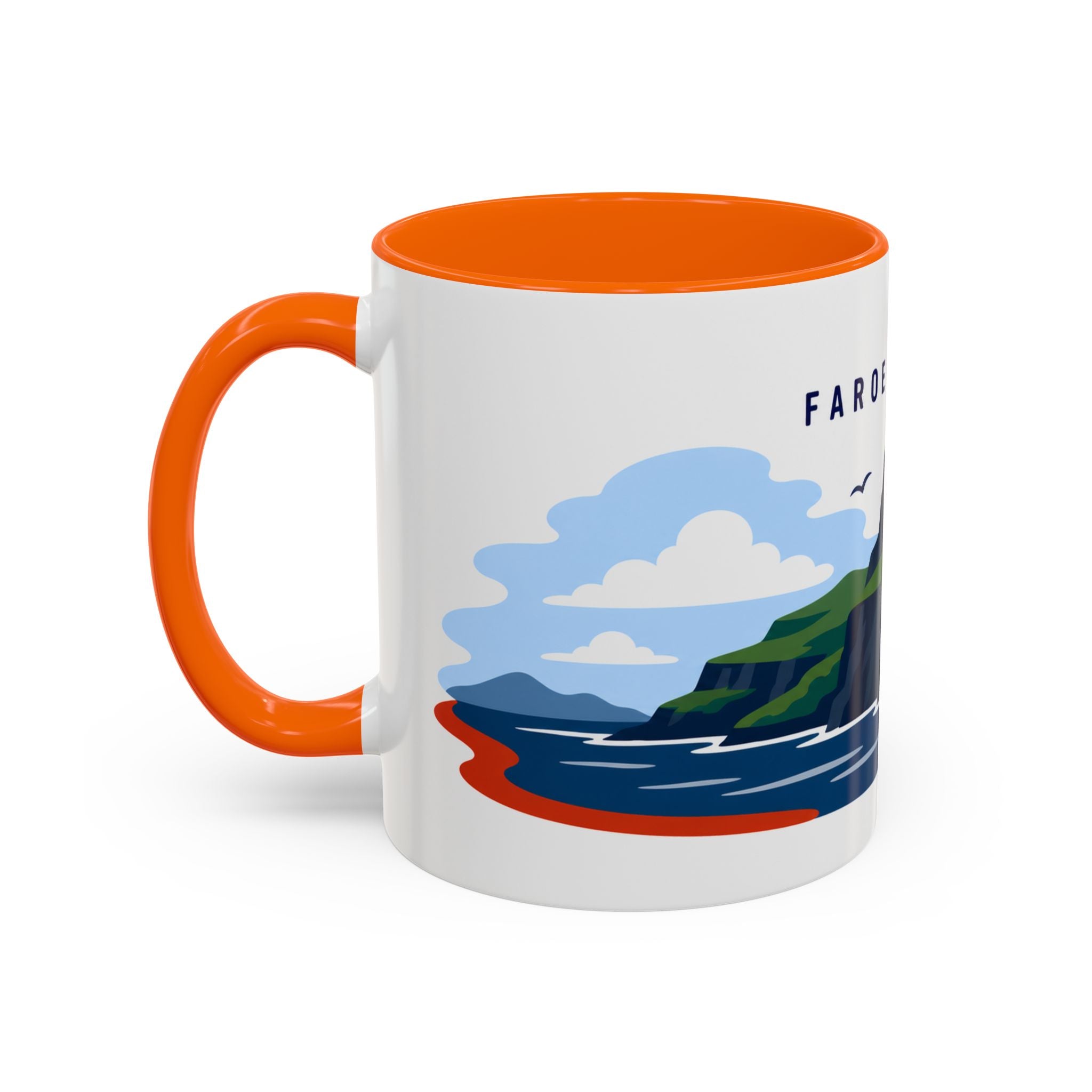 Faroe Islands Coffee Mug | Travel Destination Souvenir Gift | Accent Color Ceramic 11oz 15oz