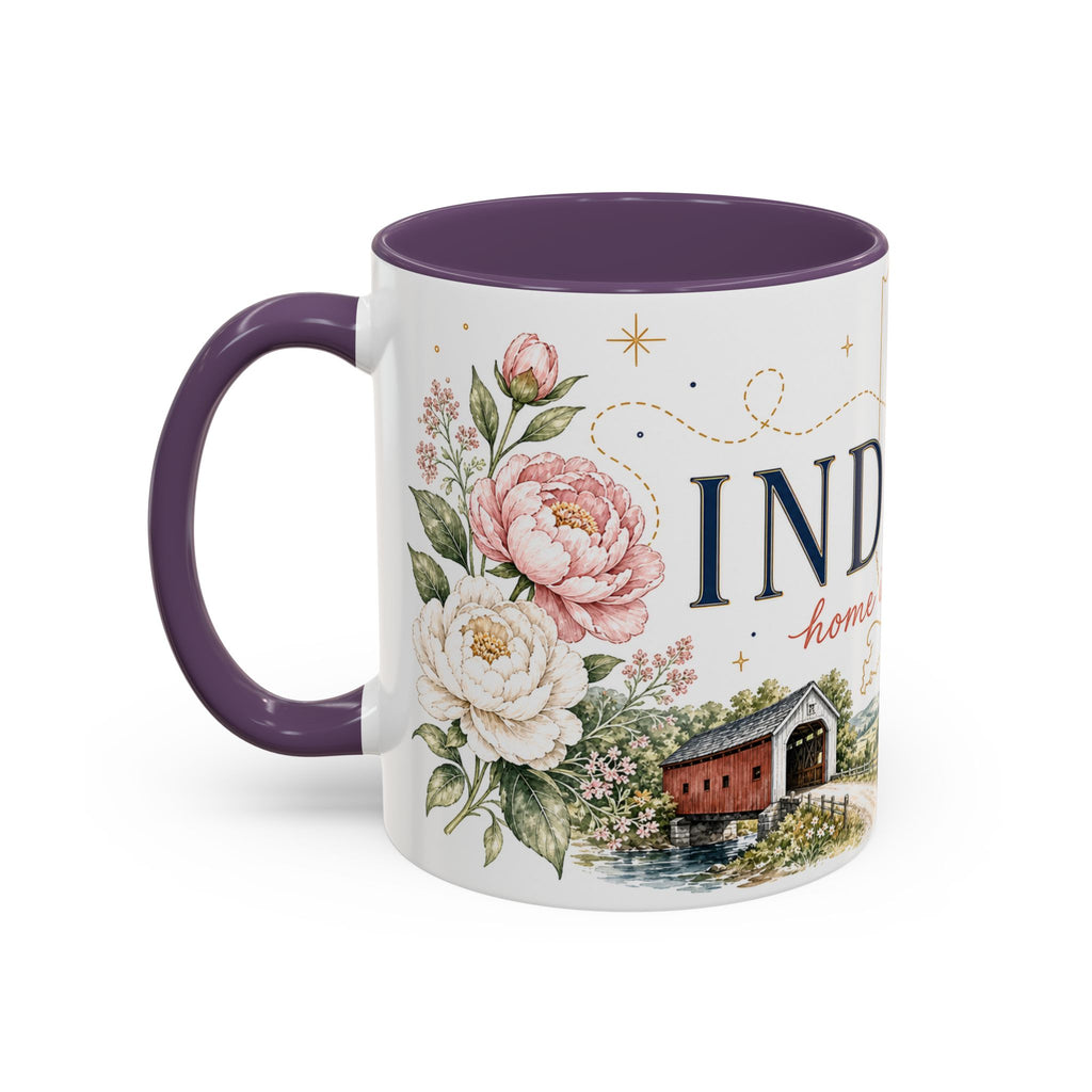 Indiana State Mug | Moving Away, Long Distance Friendship Gift | Botanical Map Accent Cup