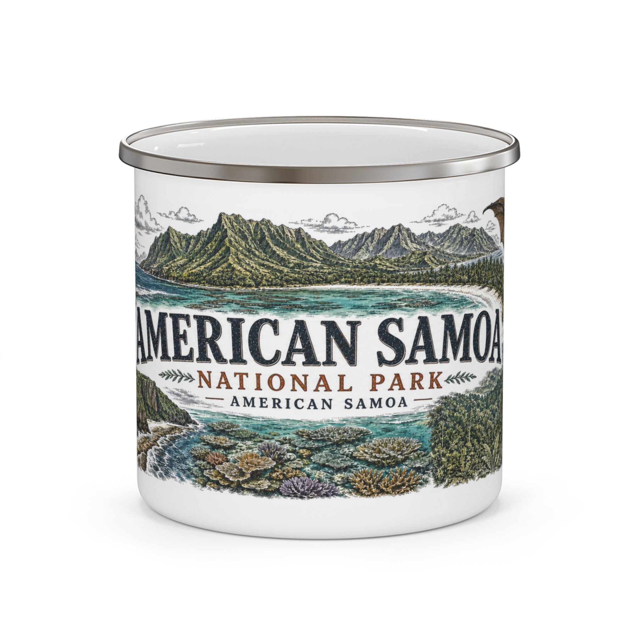 National Park of American Samoa Vintage Enamel Camping Mug | 12oz National Park Hiking Gift