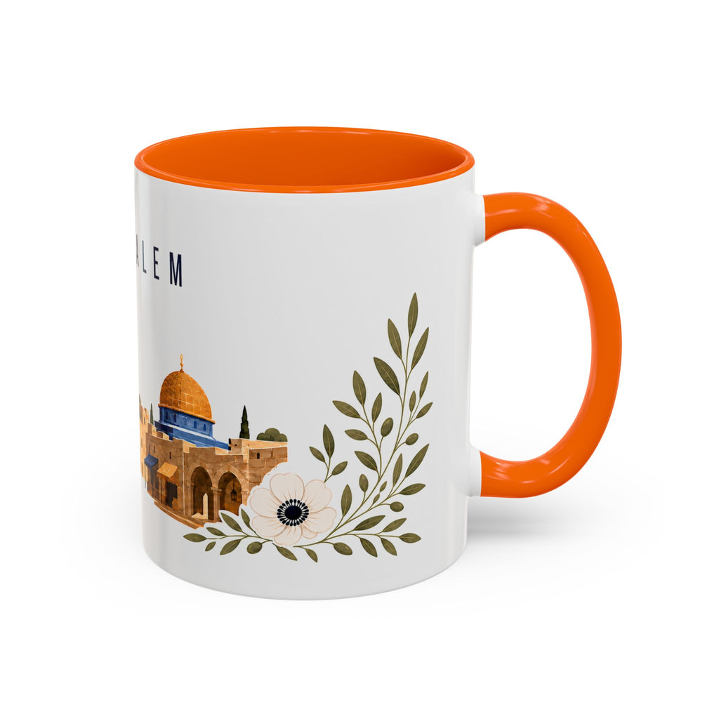 Jerusalem Coffee Mug | Israel Travel Souvenir | Porcelain Decal City Gift | 11oz 15oz Accent Mug