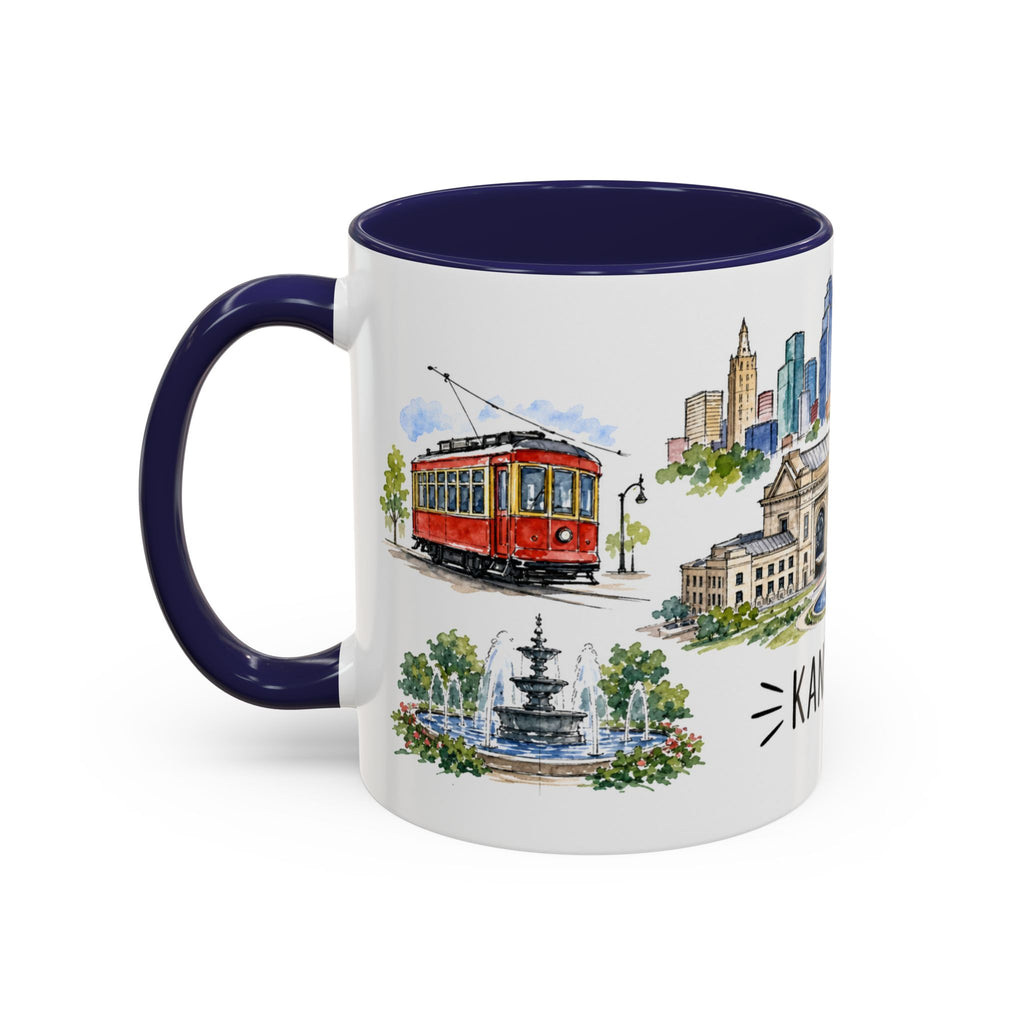Kansas City Illustrated Travel Mug | City Souvenir Accent Coffee Mug | 11oz 15oz Ceramic Cup