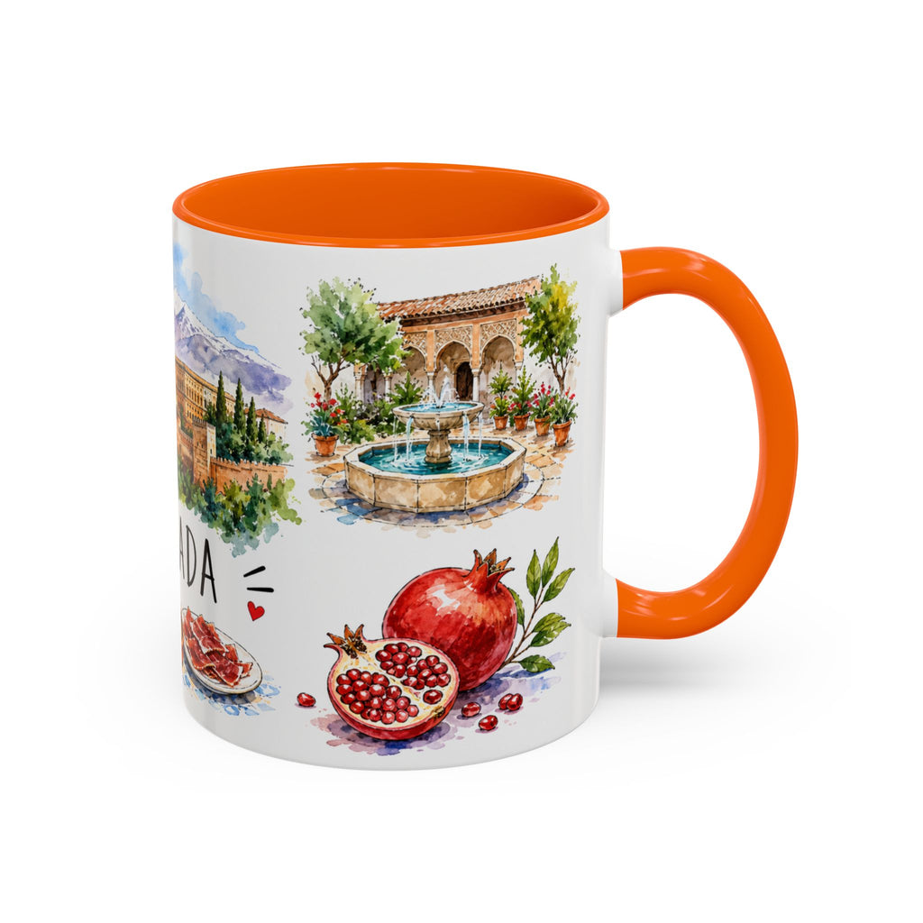 Granada Illustrated Travel Mug | City Souvenir Accent Coffee Mug | 11oz 15oz Ceramic Cup