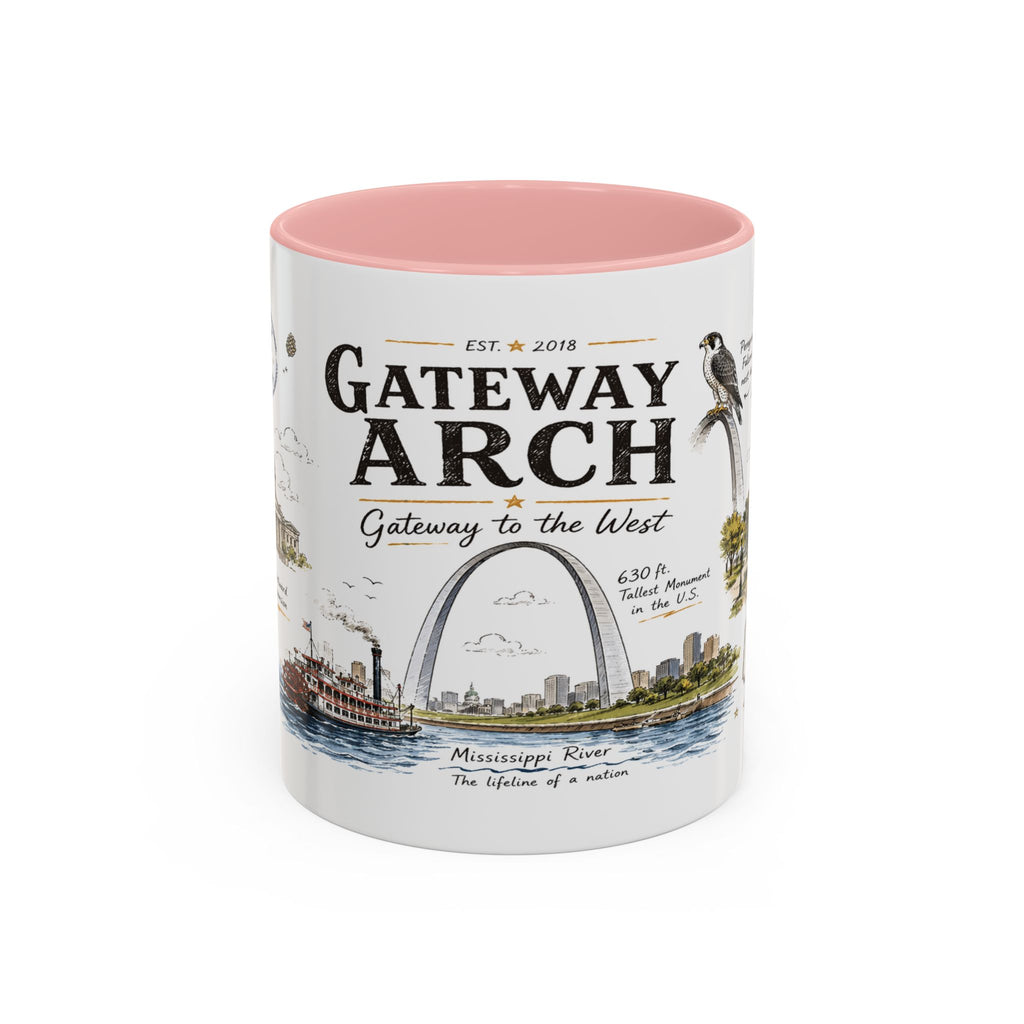 Gateway Arch National Park Coffee Mug | Missouri St. Louis Landmark Gift | Accent Color Ceramic 11oz 15oz