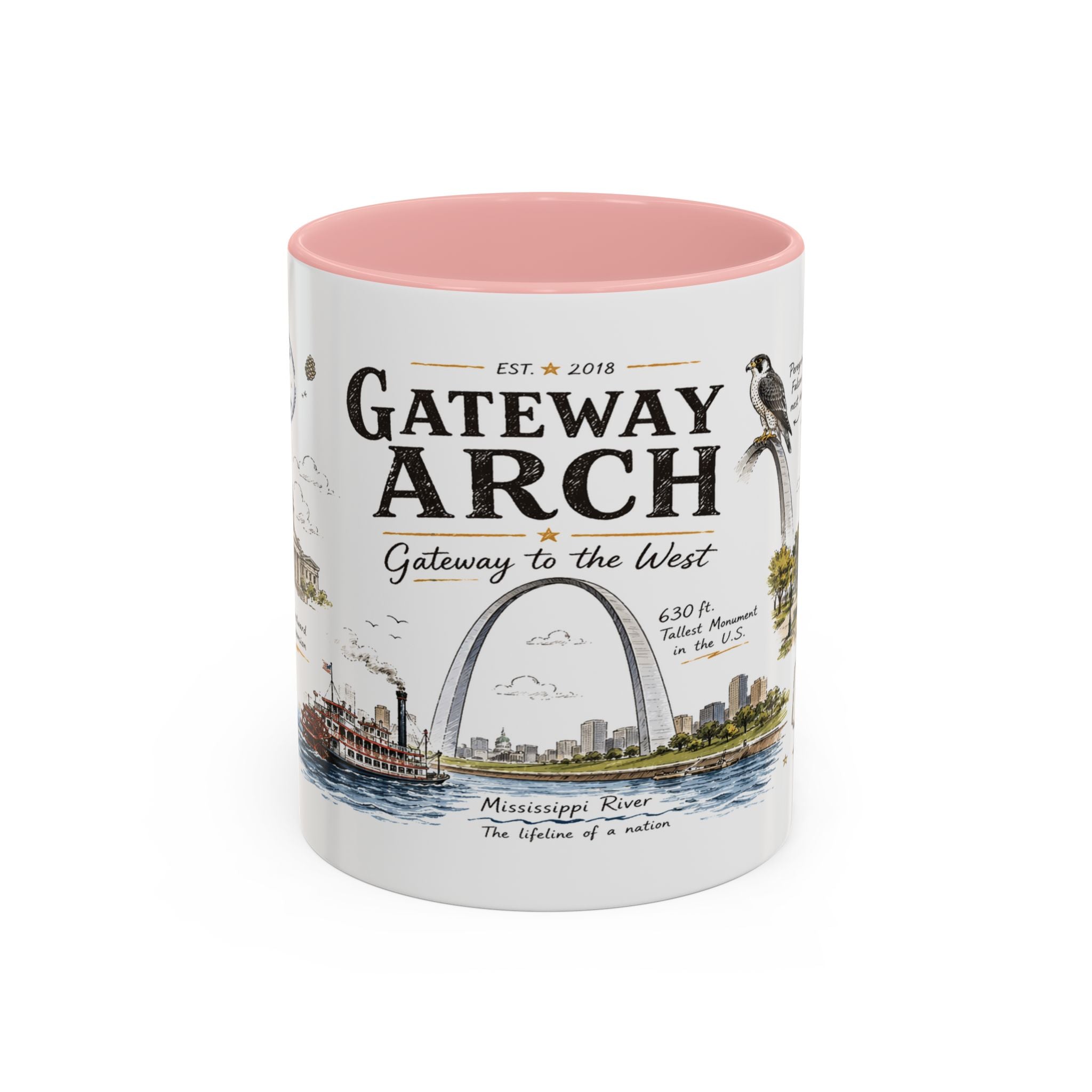 Gateway Arch National Park Coffee Mug | Missouri St. Louis Landmark Gift | Accent Color Ceramic 11oz 15oz