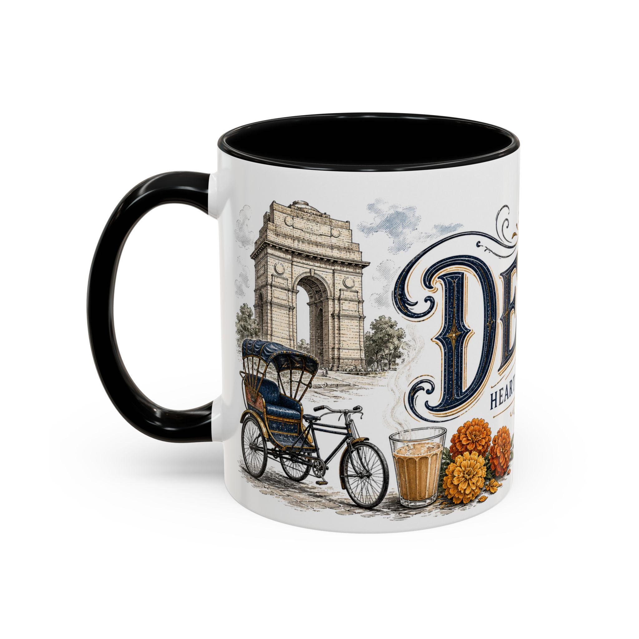Delhi Coffee Mug | India Travel Souvenir | Vintage Illustrated City Gift | 11 oz 15 oz Accent Mug