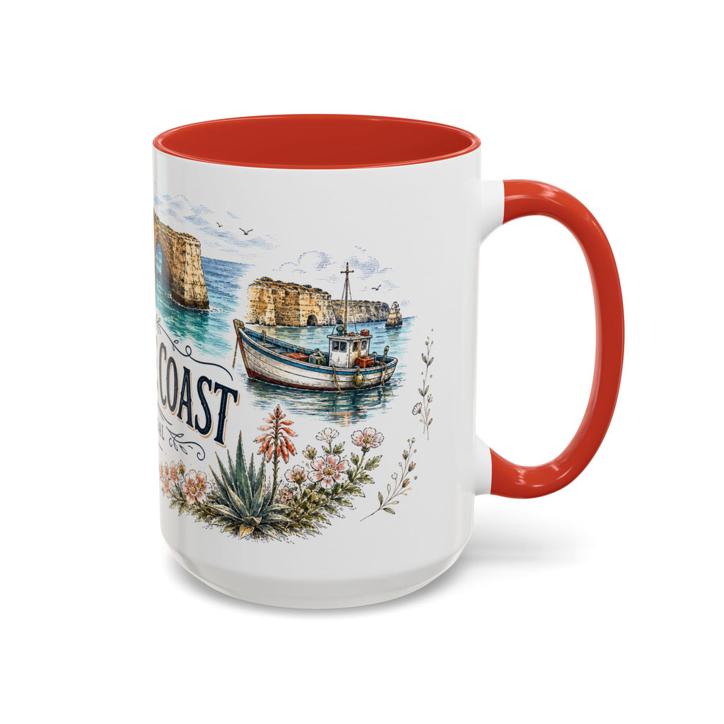 Algarve Coast Mug, Portugal Travel Souvenir, Bucket List Gift, Accent Ceramic Coffee Mug 11oz 15oz