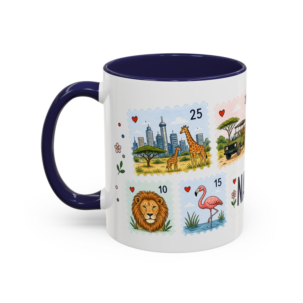 Nairobi Coffee Mug | Postage Stamp Collage Mug | Travel Souvenir Accent Cup 11oz 15oz